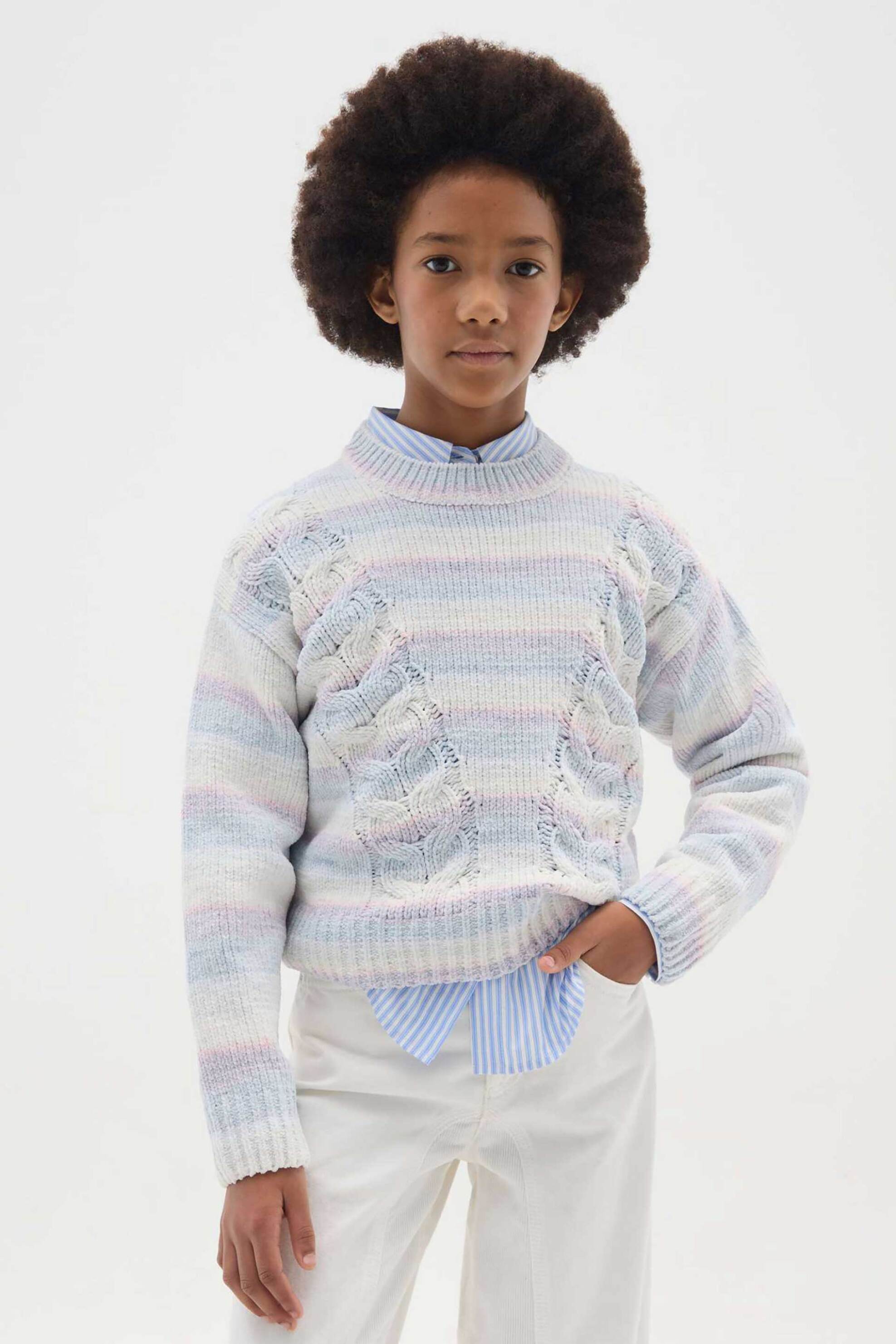 OVS παιδικό πουλόβερ με ριγέ σχέδιο Regular Fit - 002466137 Μπλε