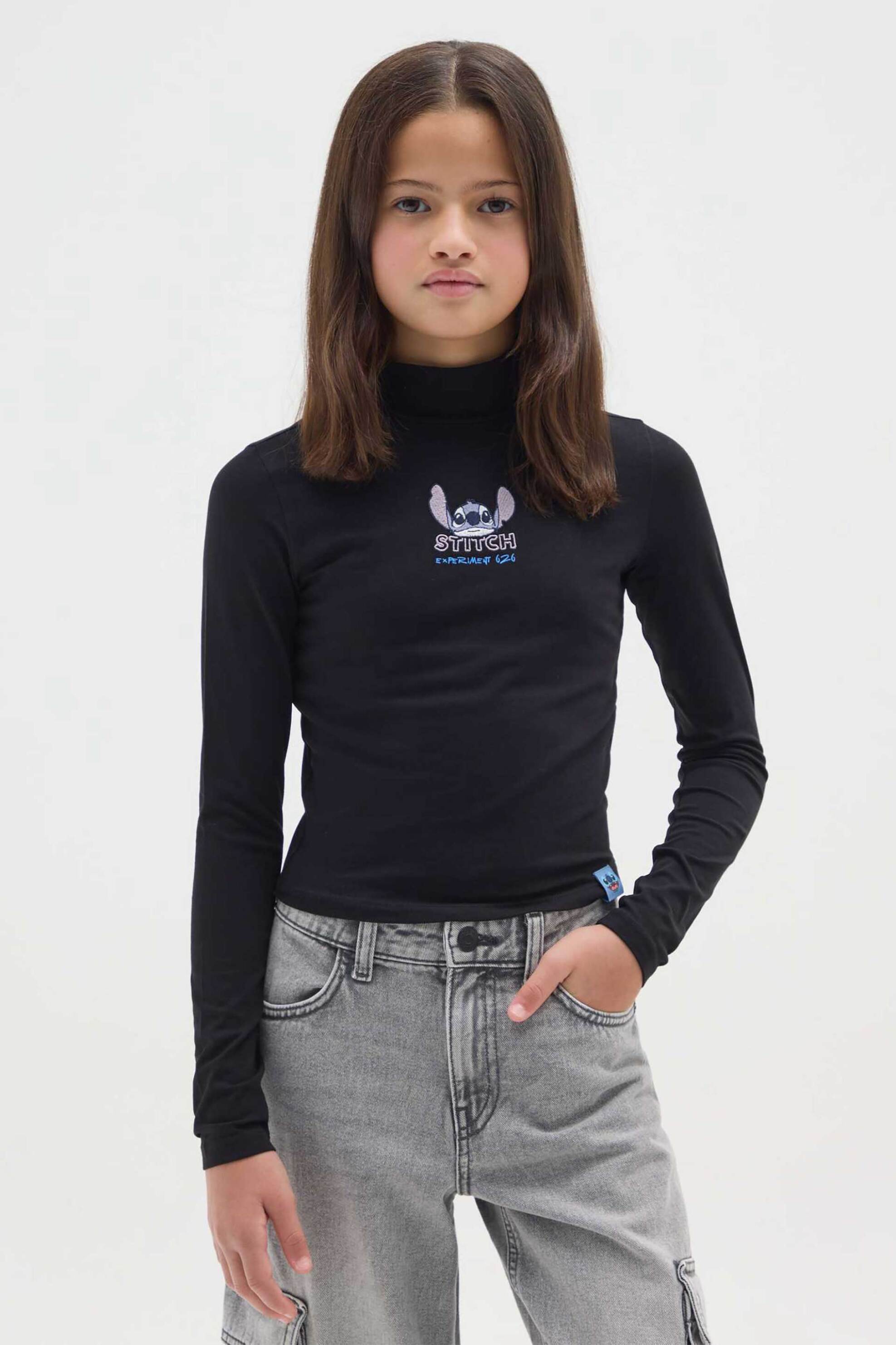 OVS παιδική μακρυμάνικη μπλούζα ζιβάγκο με print "Stitch" Regular Fit - 002473841 Μαύρο