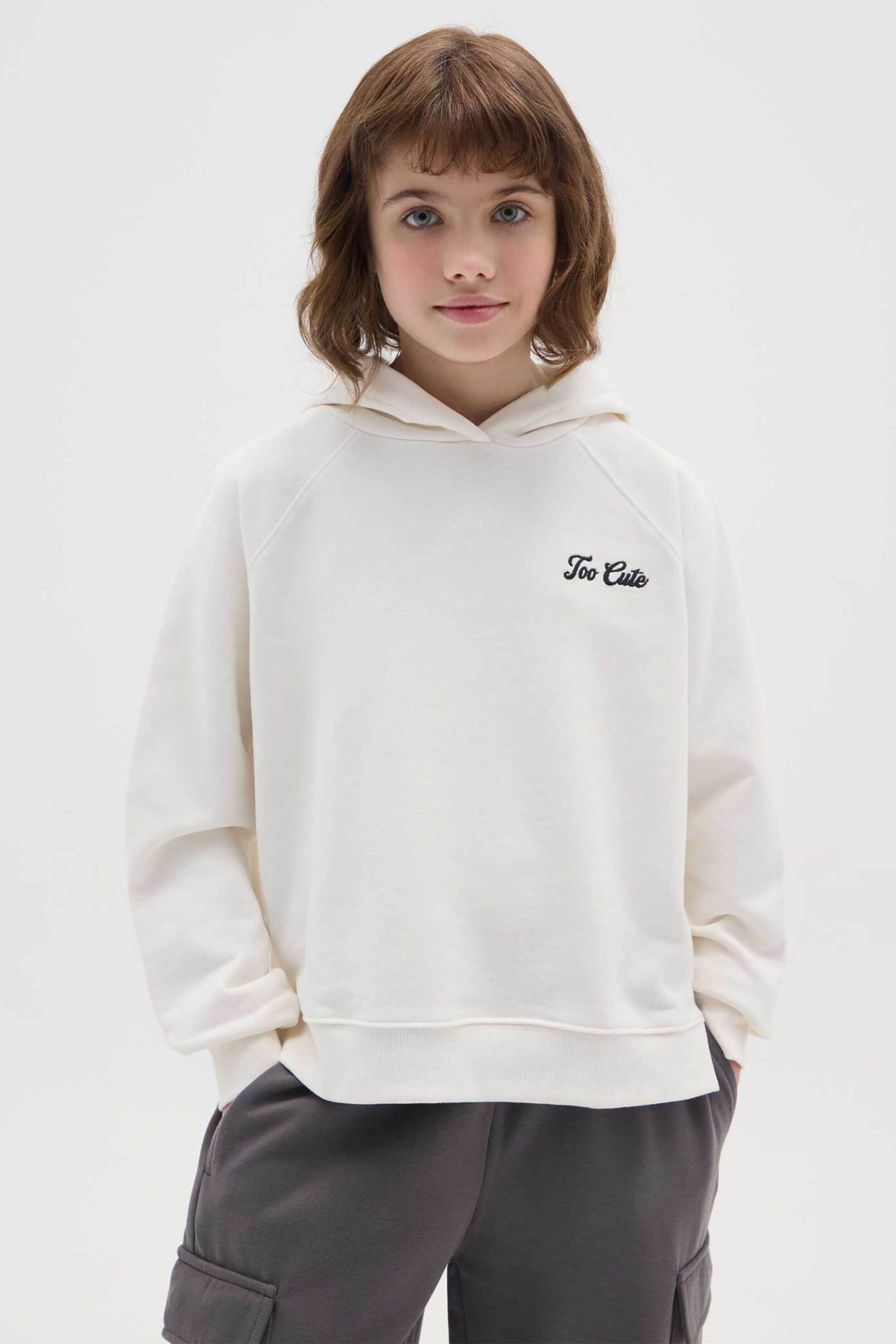 OVS παιδική μπλούζα φούτερ με print και κουκούλα Regular Fit - 002473916 Λευκό