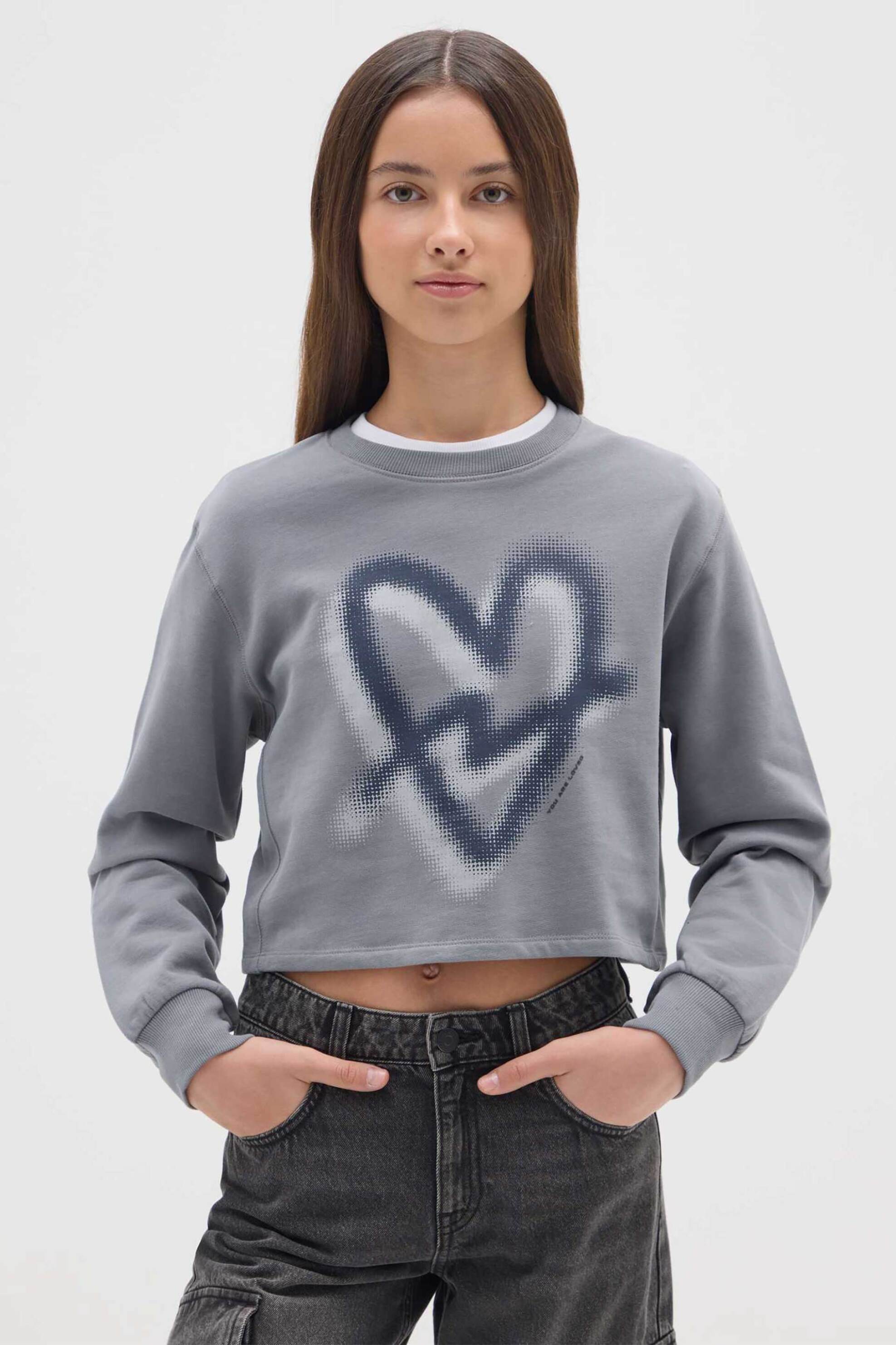 OVS παιδική μπλούζα φούτερ με print Regular Fit - 002477849 Γκρι