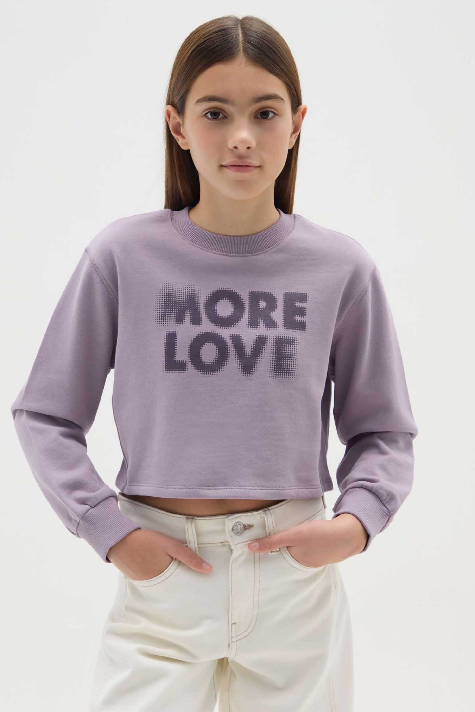 OVS παιδική μπλούζα φούτερ με lettering Regular Fit - 002477869 Λιλά