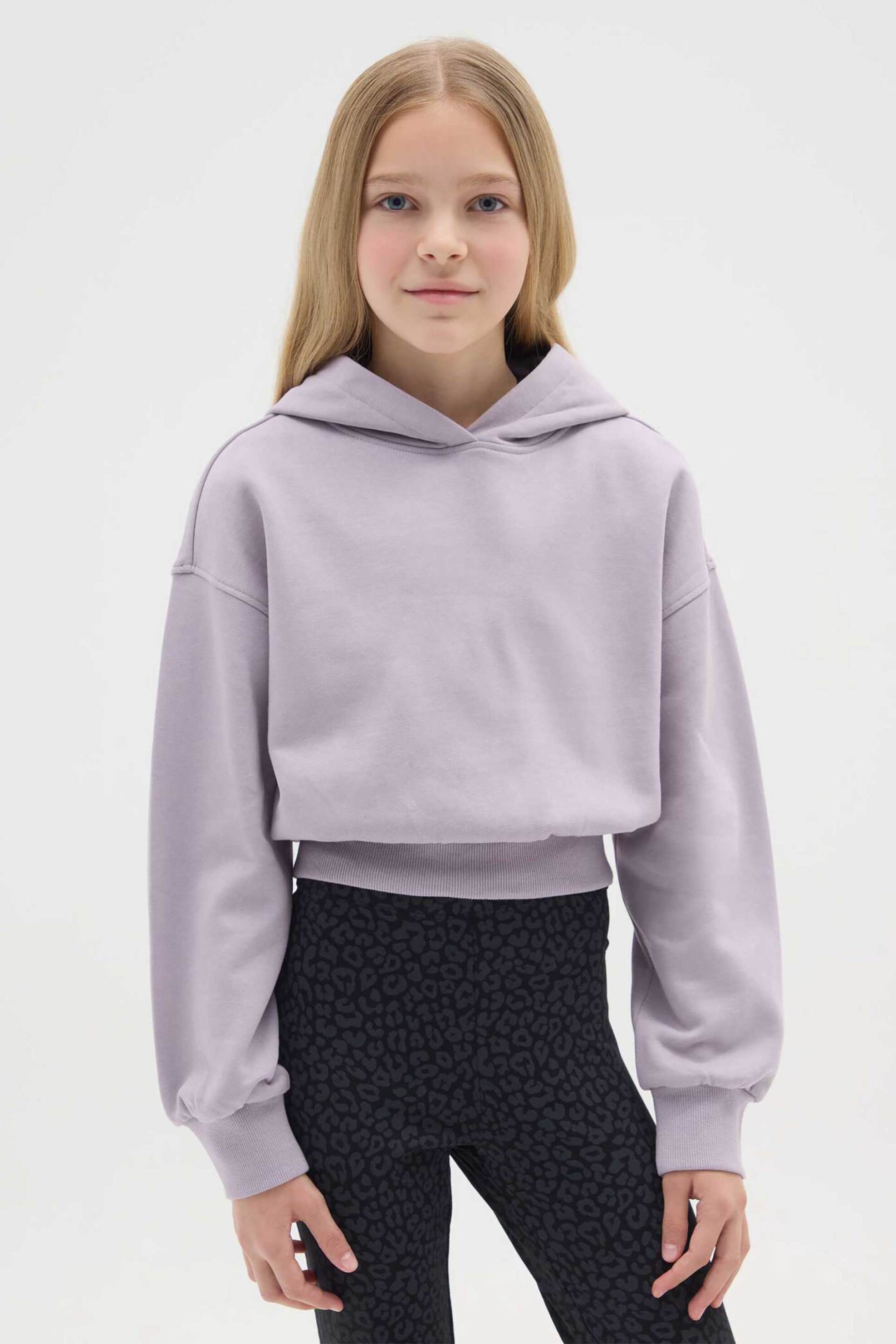 OVS παιδική μπλούζα φούτερ μονόχρωμη Regular Fit - 002477874 Λιλά