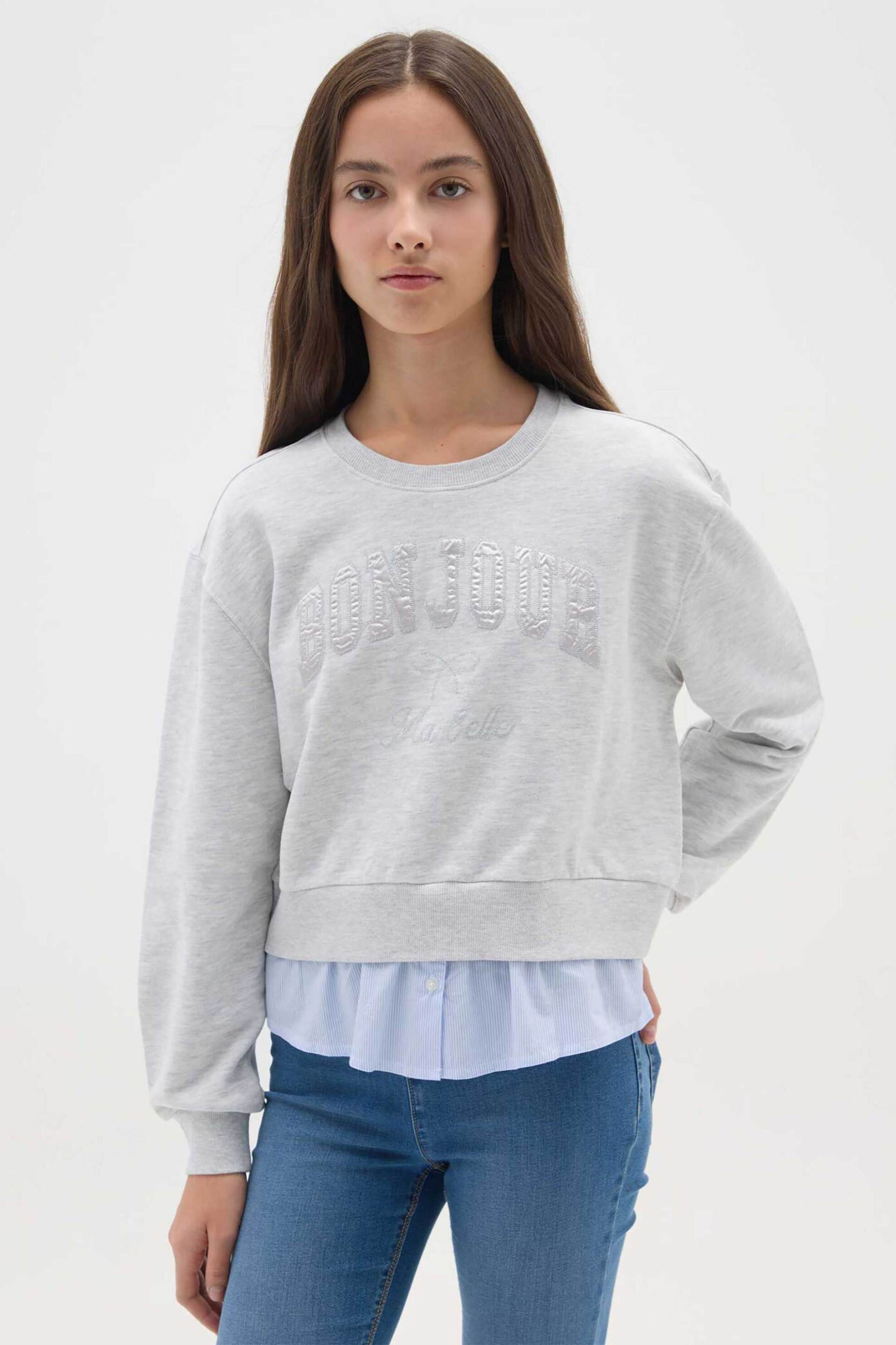 OVS παιδική μπλούζα φούτερ με print Regular Fit - 002473911 Γκρι