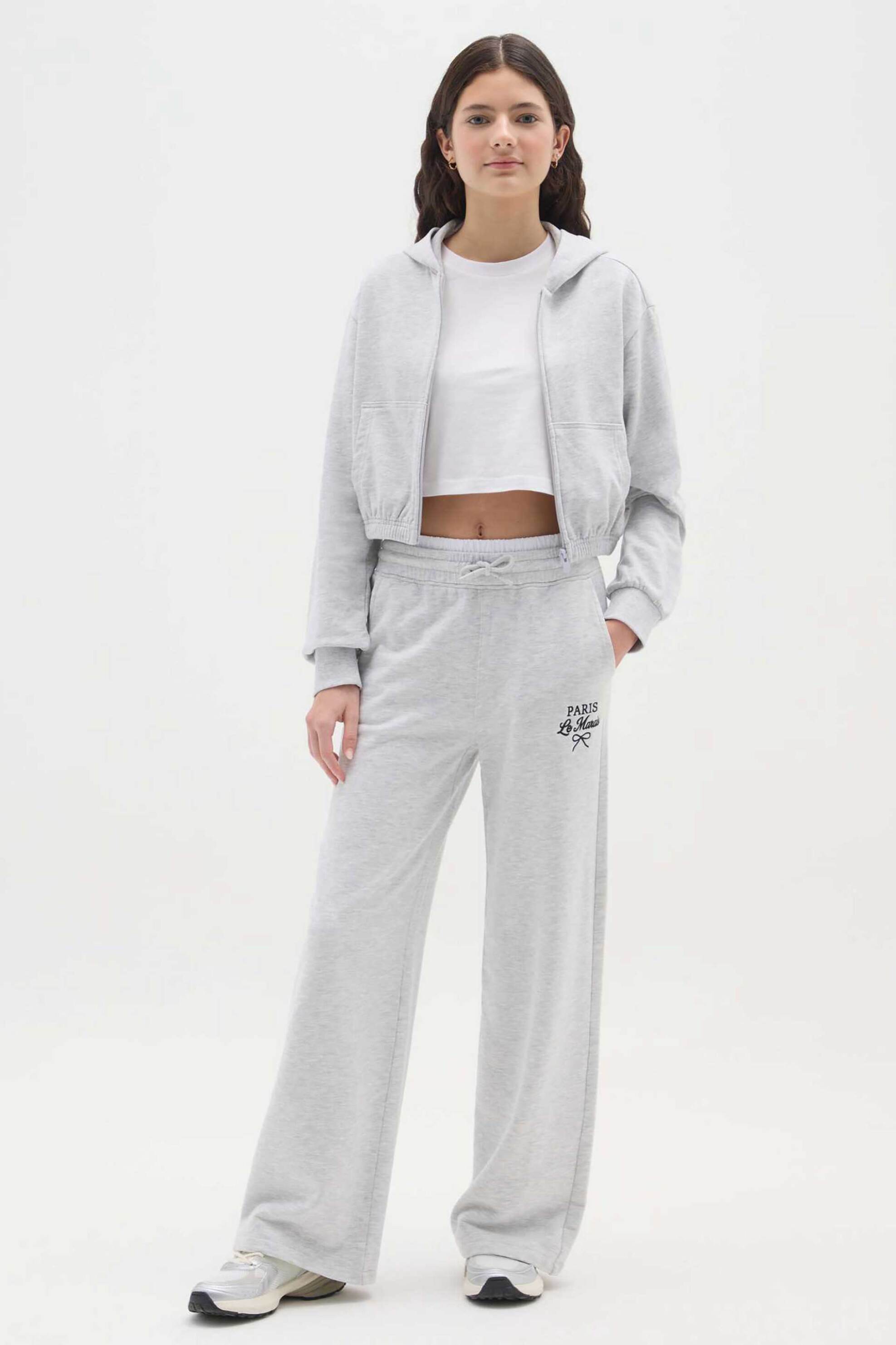 OVS παιδικό παντελόνι φόρμας με print και ελαστική μέση Wide Leg - 002473936 Γκρι