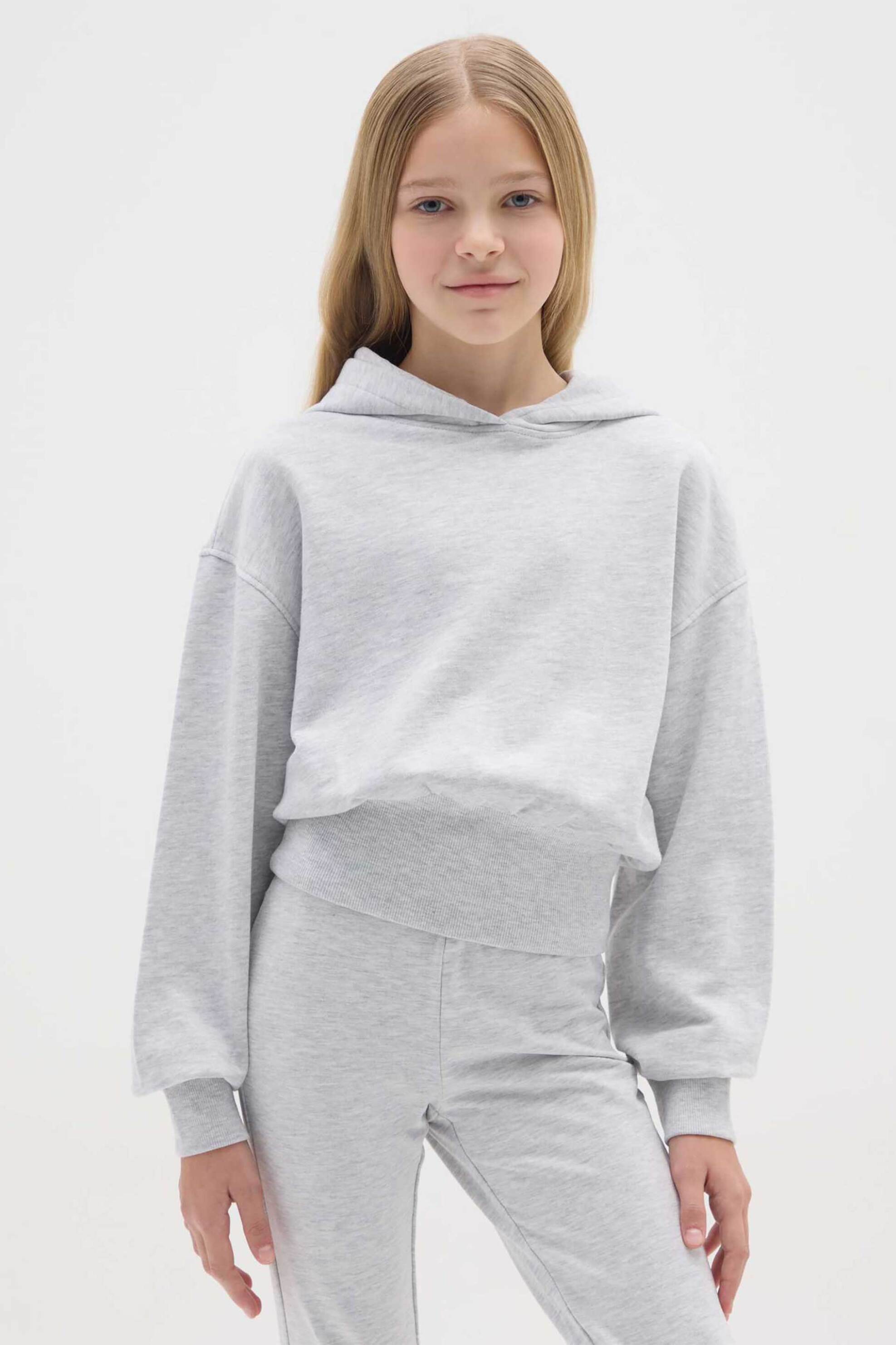 OVS παιδική μπλούζα φούτερ μονόχρωμη Regular Fit - 002468074 Γκρι