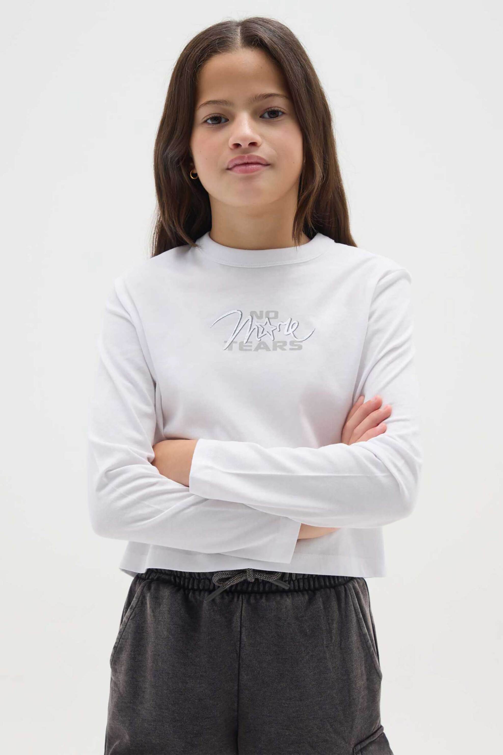 OVS παιδική μακρυμάνικη μπλούζα με print Regular Fit - 002477924 Λευκό