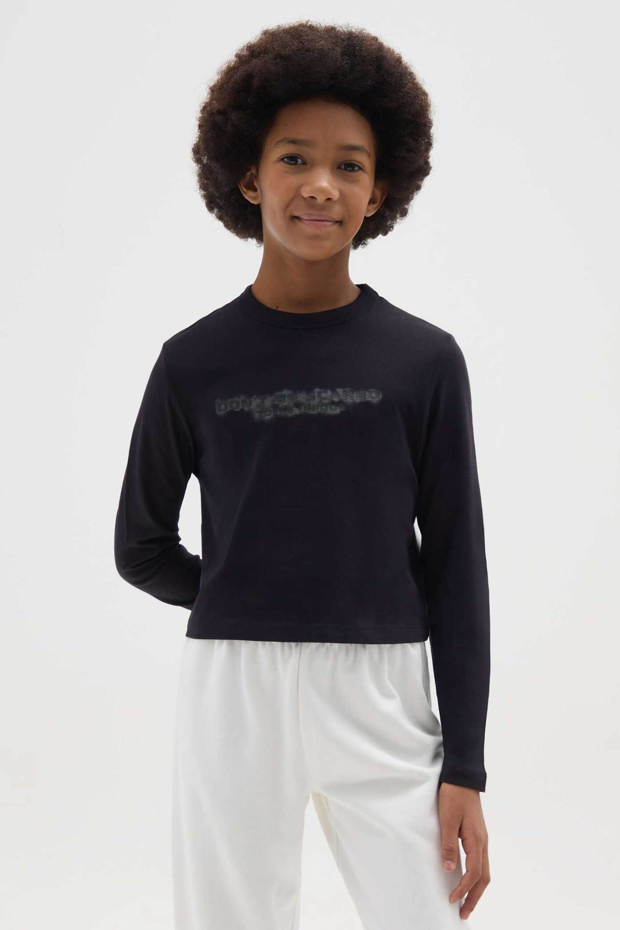 OVS παιδική μακρυμάνικη μπλούζα με print Regular Fit - 002477929 Μαύρο