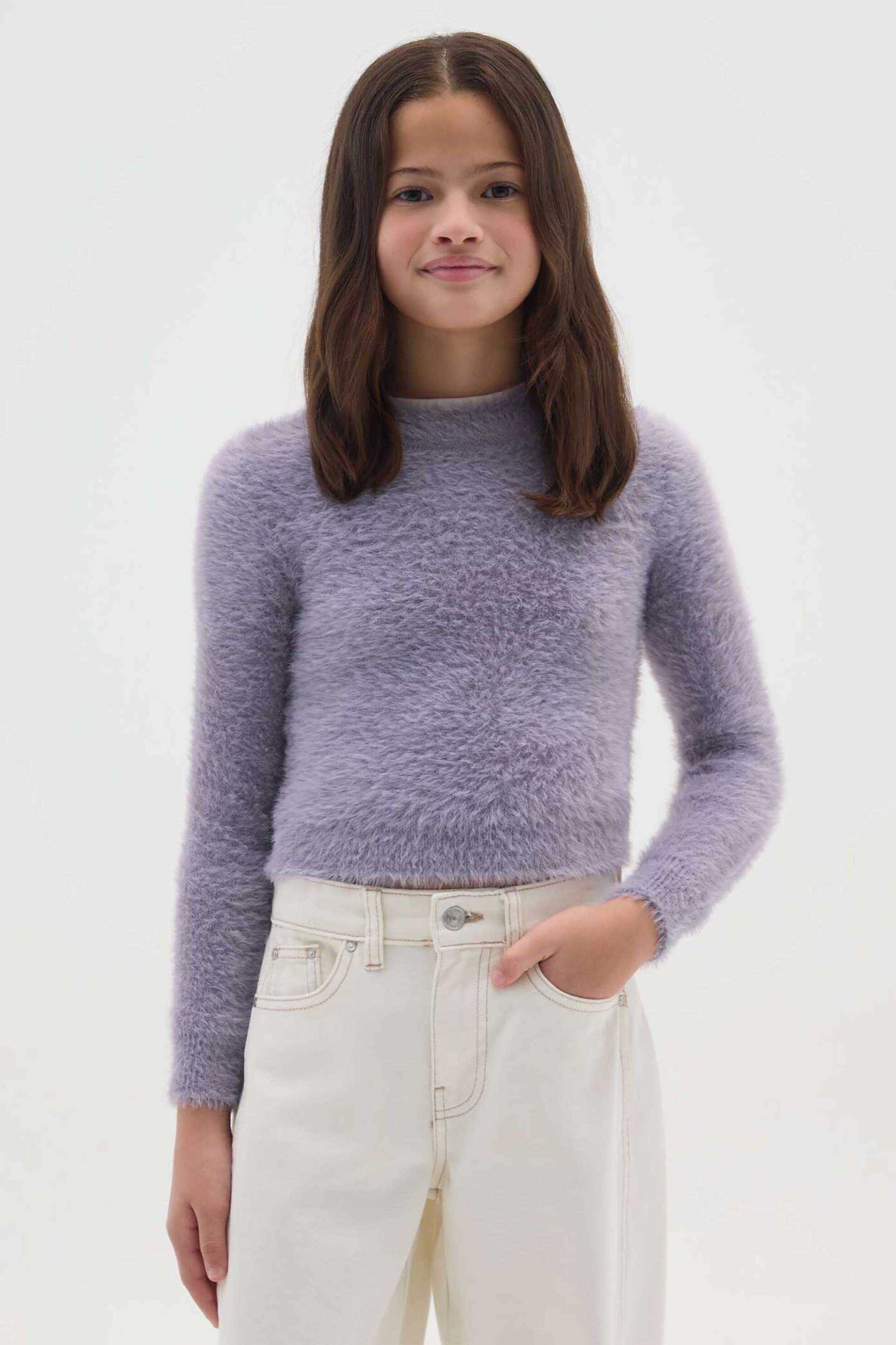 OVS παιδικό πουλόβερ μπουκλέ μονόχρωμο - 002474105 Λιλά
