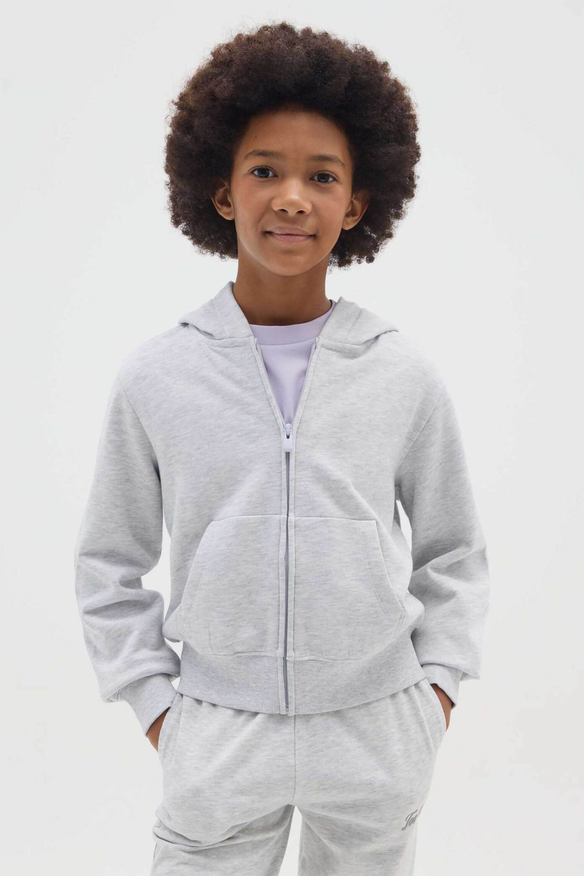 OVS παιδική ζακέτα φούτερ με κουκούλα μονόχρωμη Regular Fit - 002485061 Γκρι