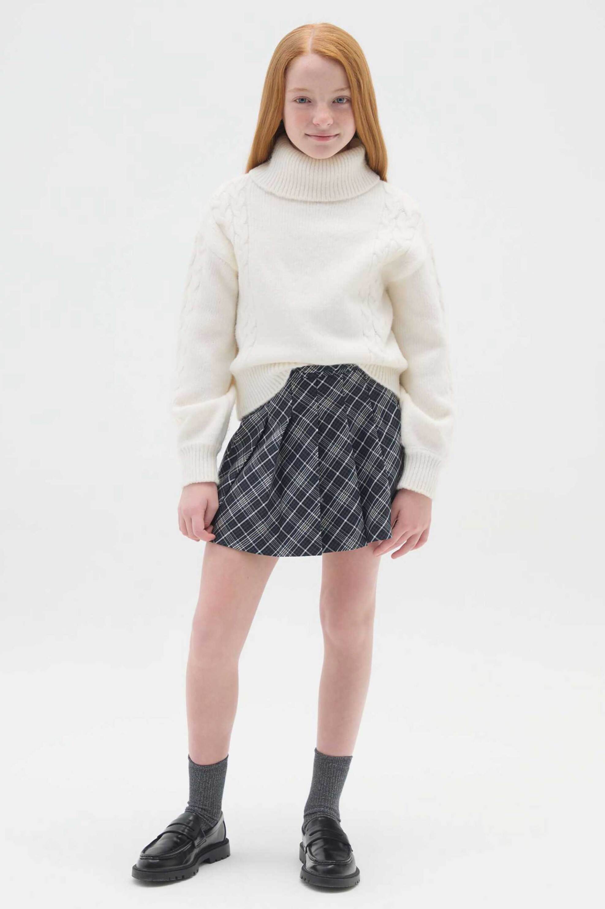 OVS παιδική φούστα πλισέ jacquard με καρό σχέδιο - 002496490 Ασπρόμαυρο