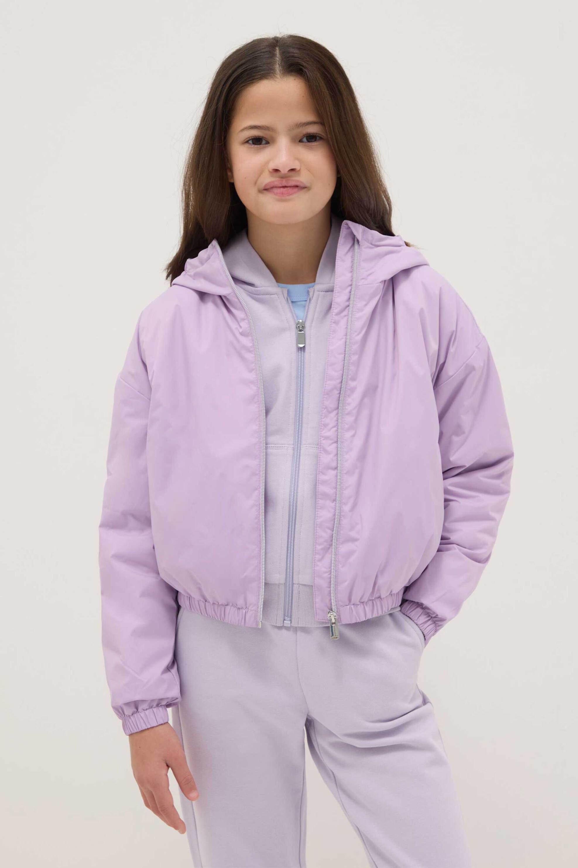 OVS παιδικό μπουφάν με κουκούλα μονόχρωμο - 002513620 Λιλά