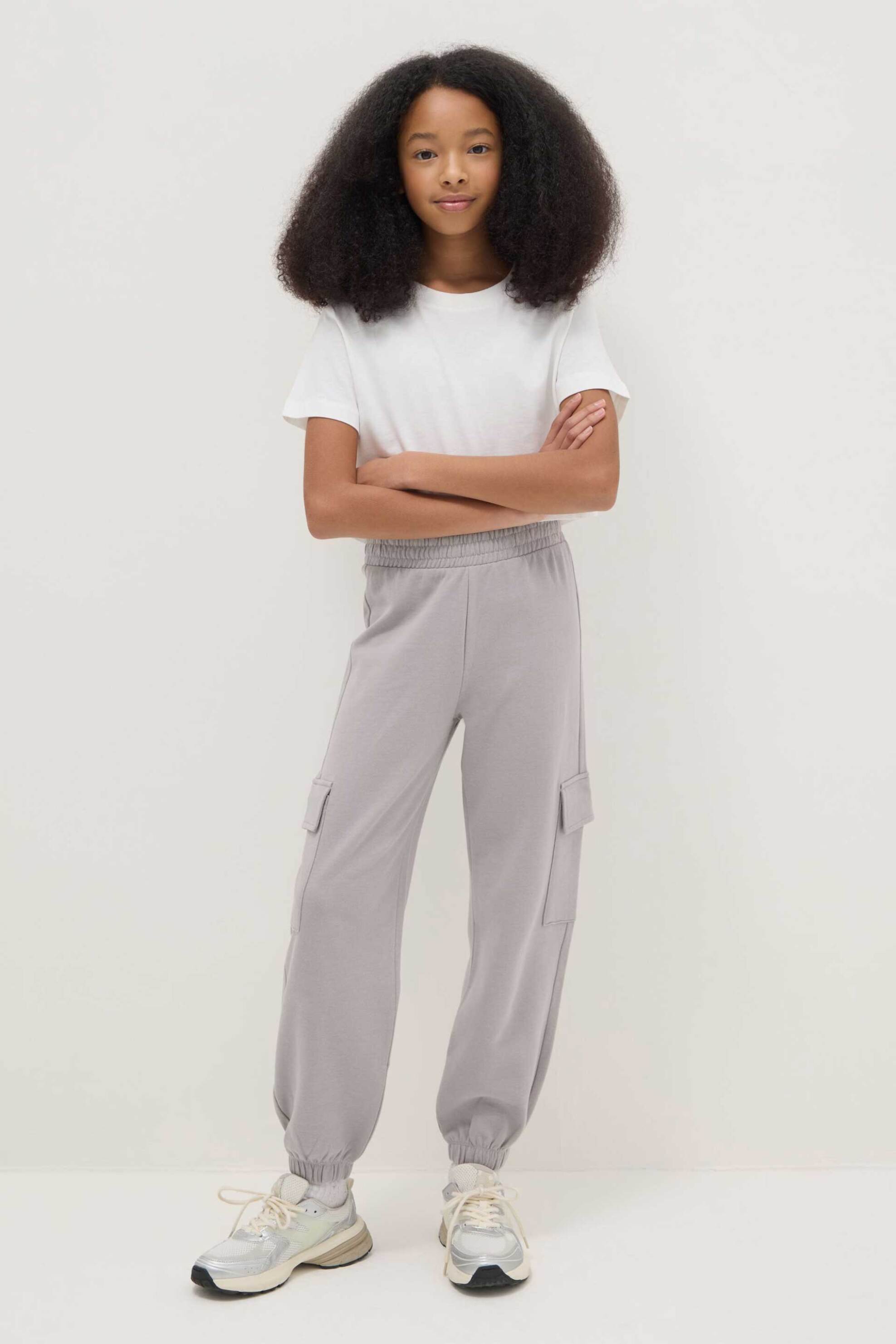 OVS παιδικό παντελόνι cargo μονόχρωμο Regular Fit - 002552150 Γκρι