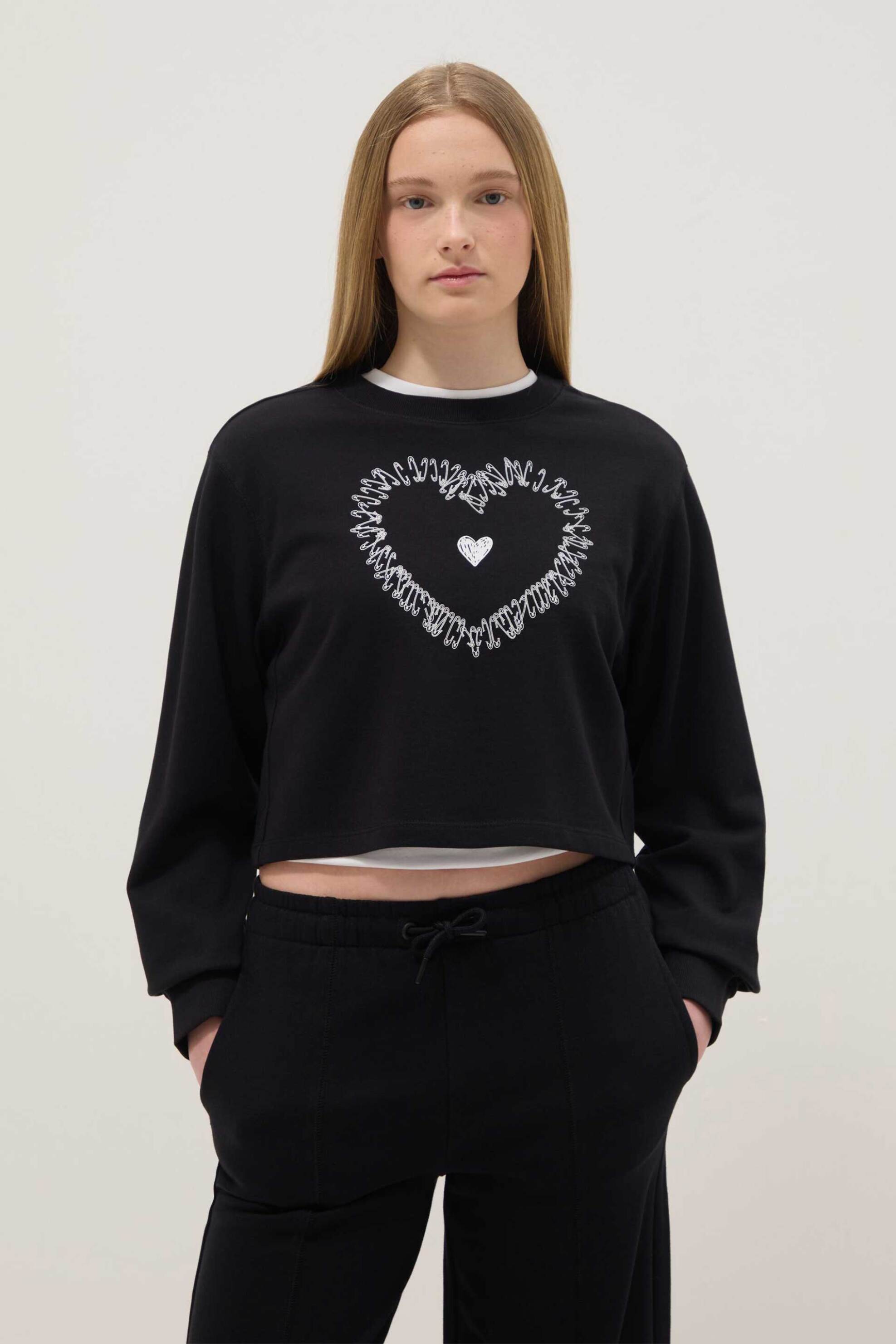 OVS παιδική μπλούζα φούτερ με print Regular Fit - 002552205 Μαύρο