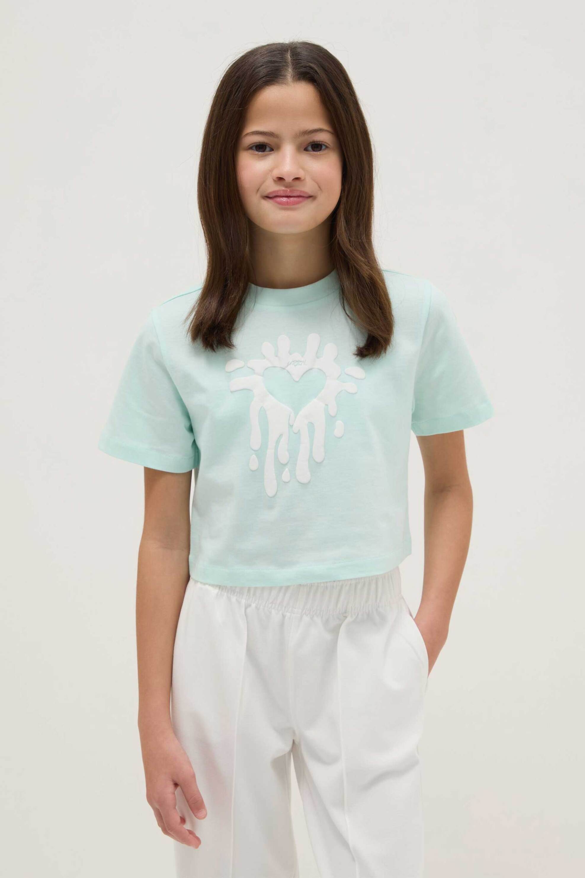 OVS παιδικό T-shirt με print Boxy Fit - 002552255 Πράσινο Aqua