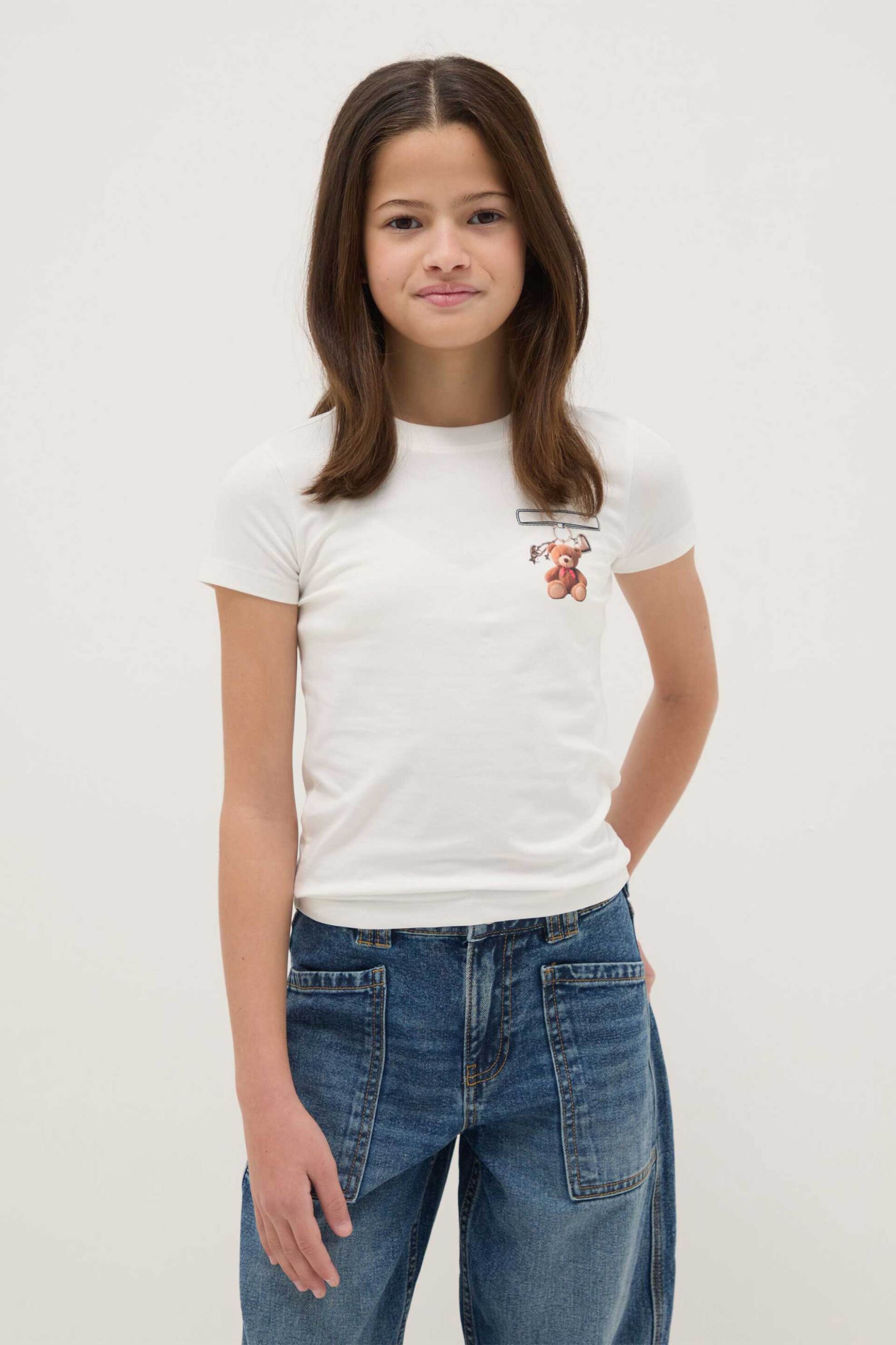 OVS παιδικό T-shirt με print Slim Fit - 002552305 Λευκό