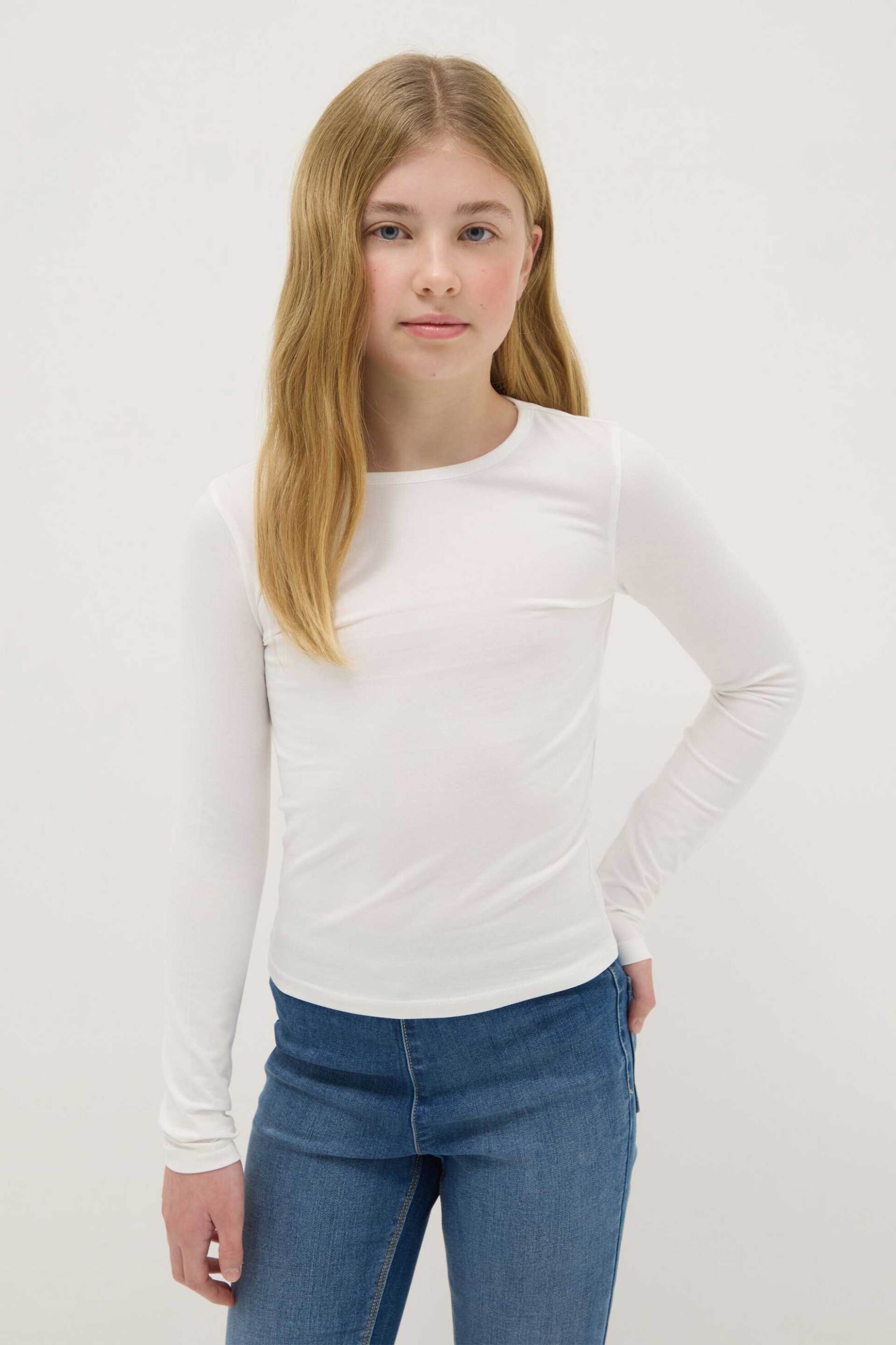 OVS παιδική μπλούζα μονόχρωμη Slim Fit - 002518452 Λευκό