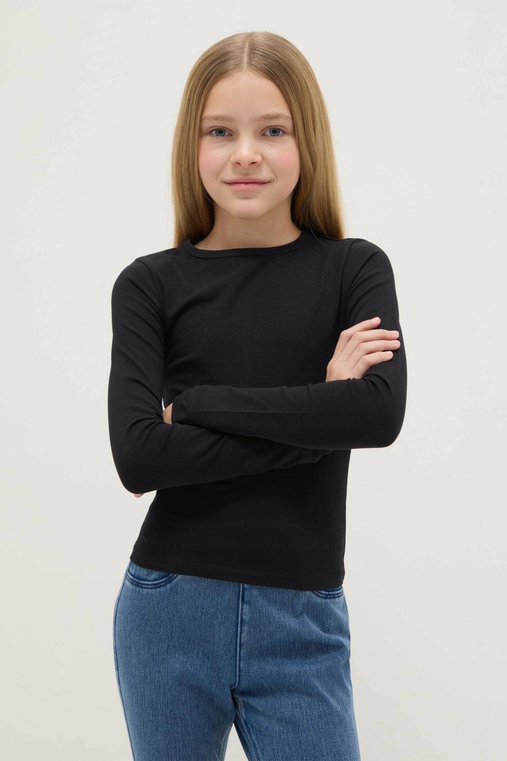 OVS παιδική μπλούζα μονόχρωμη Slim Fit - 002518457 Μαύρο