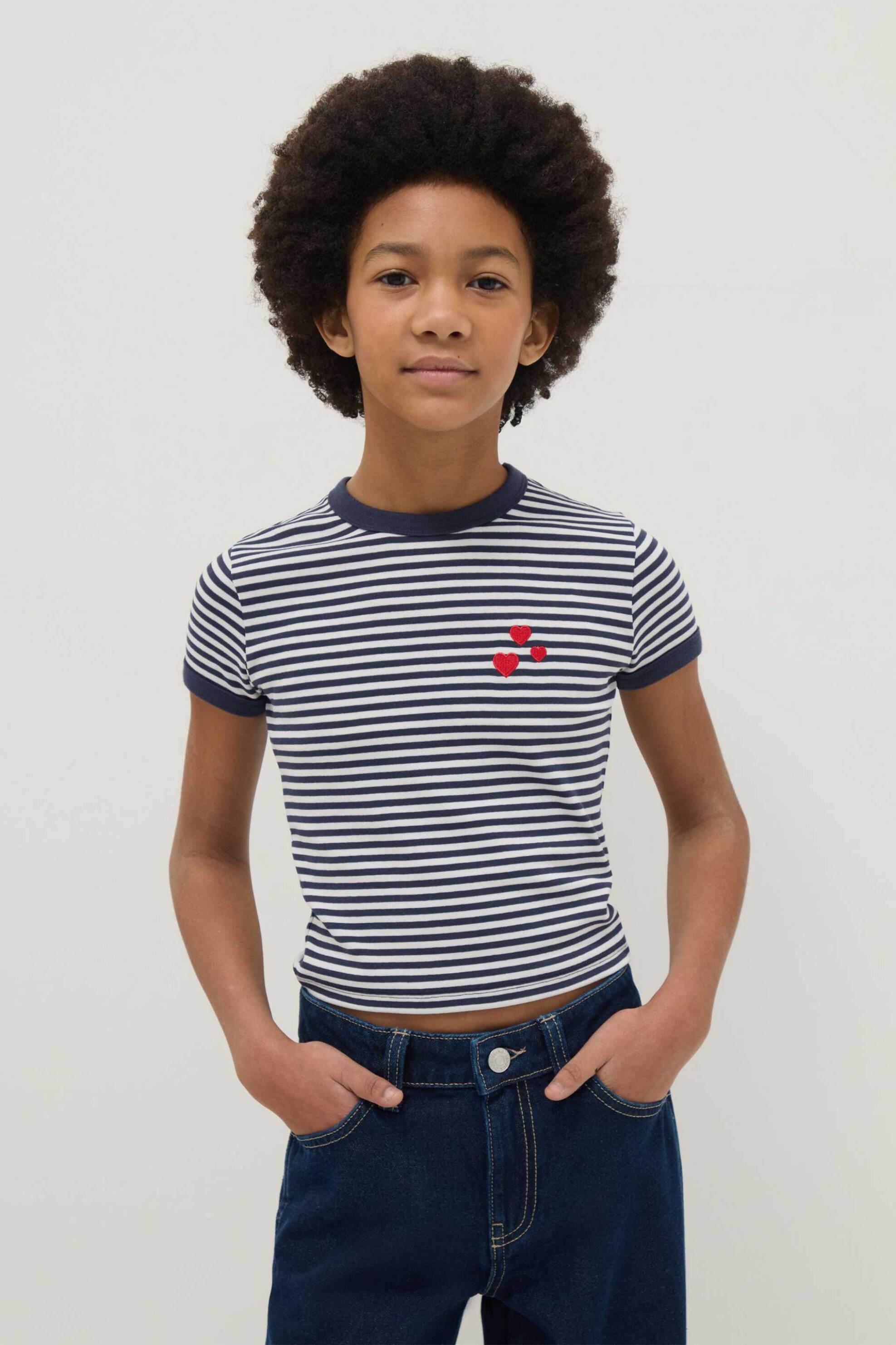 OVS παιδικό T-shirt με ριγέ σχέδιο Slim Fit - 002552330 Λευκό