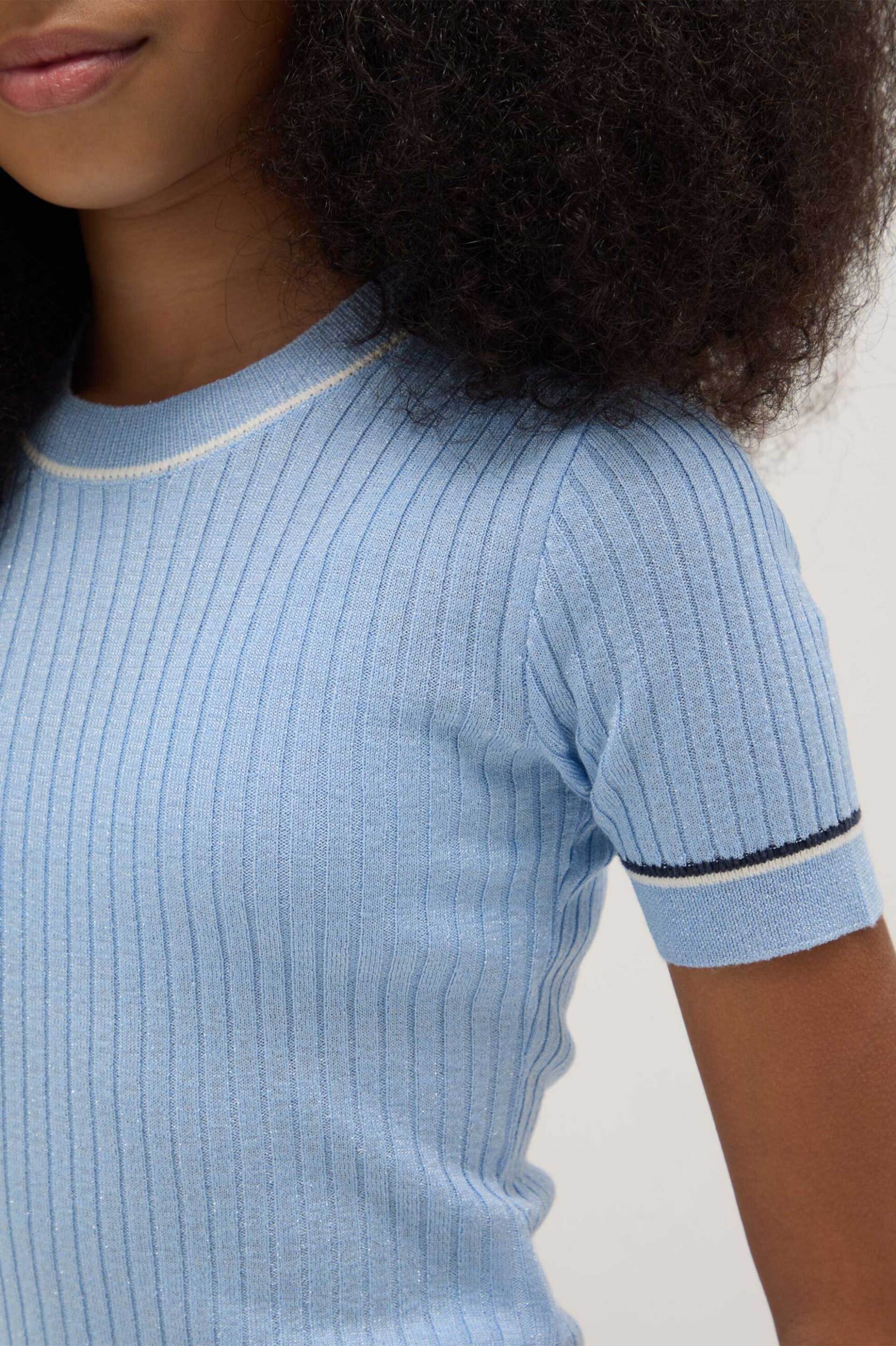 OVS παιδικό T-shirt με ριγέ σχέδιο ribbed Slim Fit - 002552335 Γαλάζιο φωτογραφία