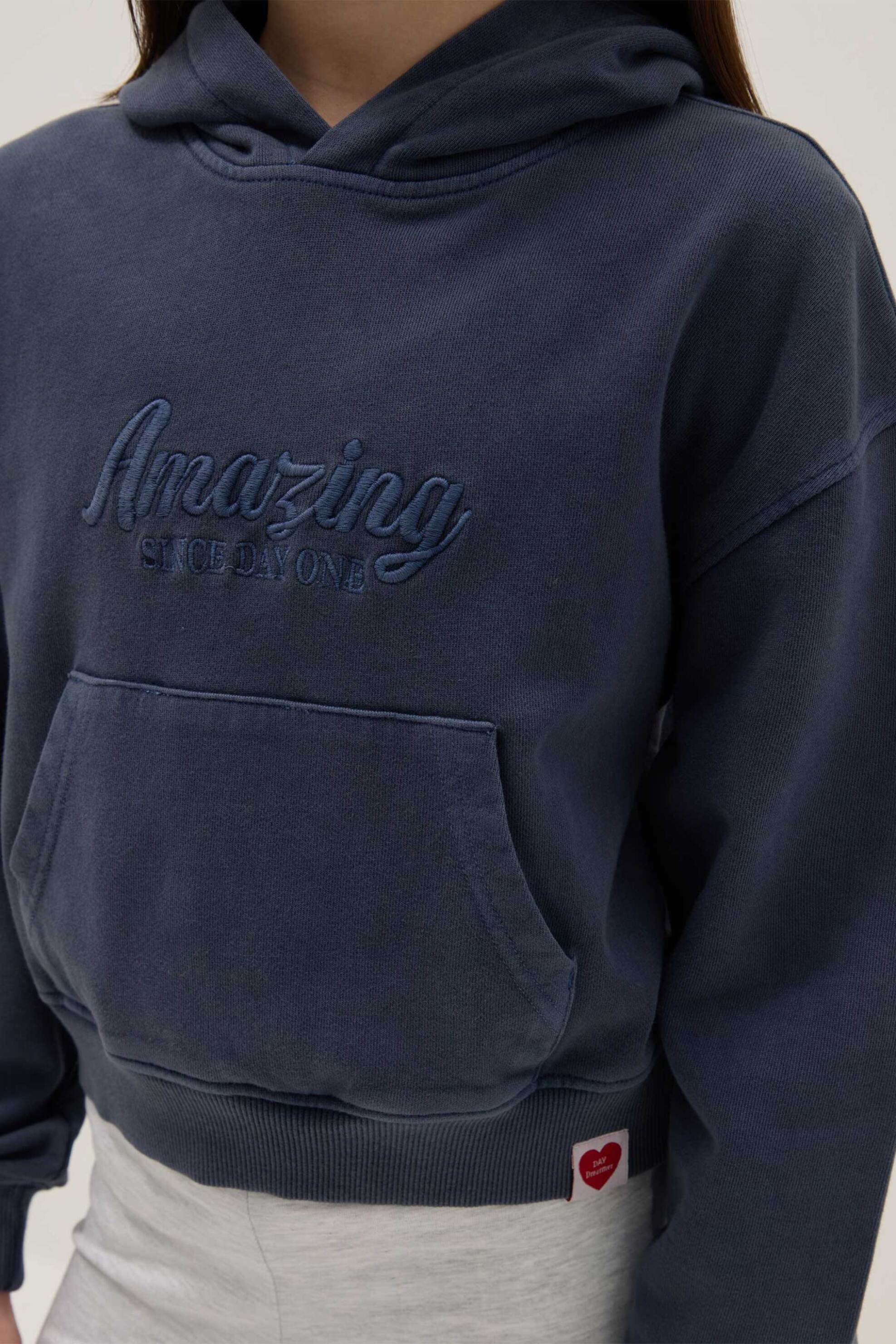 OVS παιδική μπλούζα φούτερ με κουκούλα μονόχρωμη Regular Fit - 002560137 Σκούρο Μπλε φωτογραφία