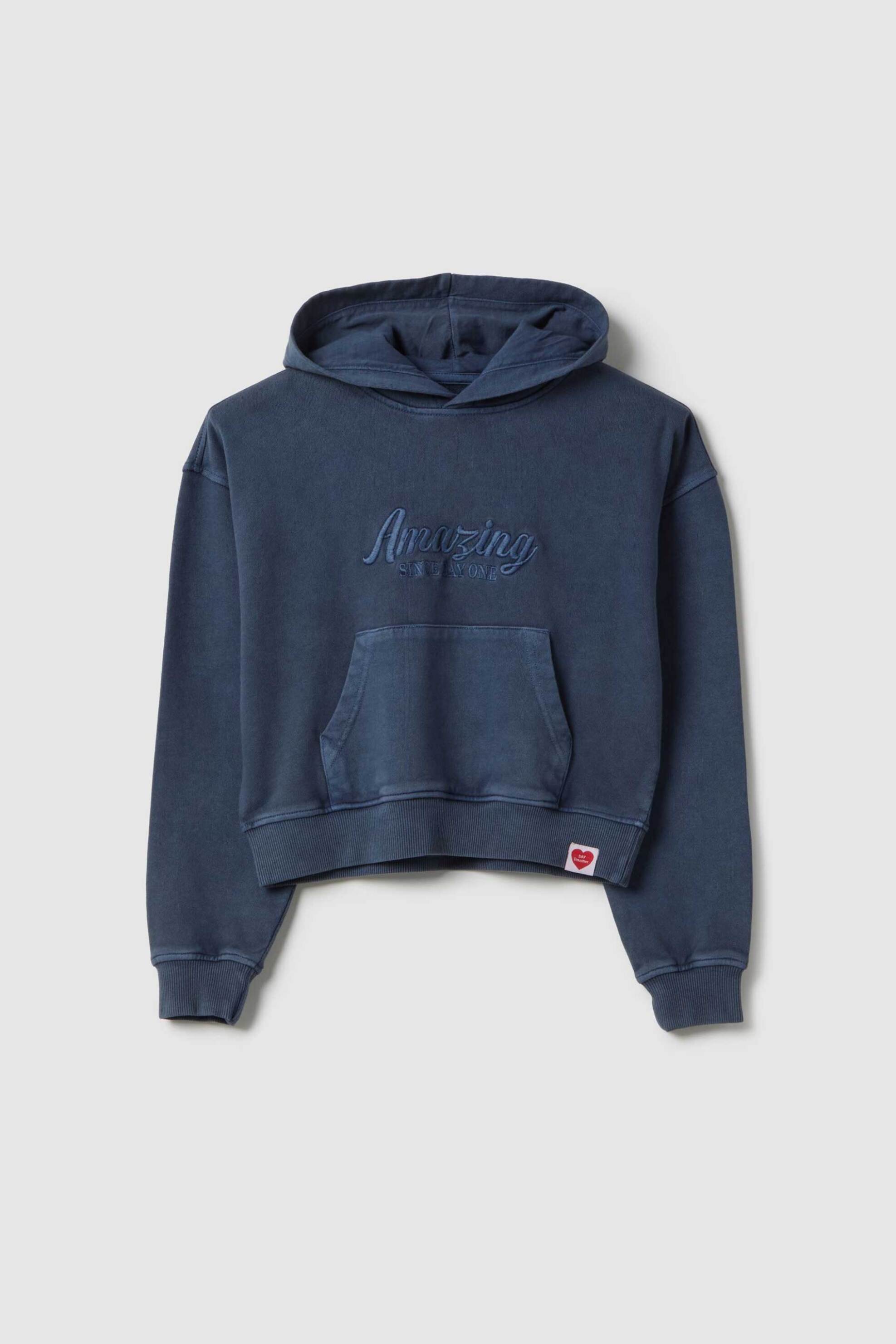 OVS παιδική μπλούζα φούτερ με κουκούλα μονόχρωμη Regular Fit - 002560137 Σκούρο Μπλε φωτογραφία