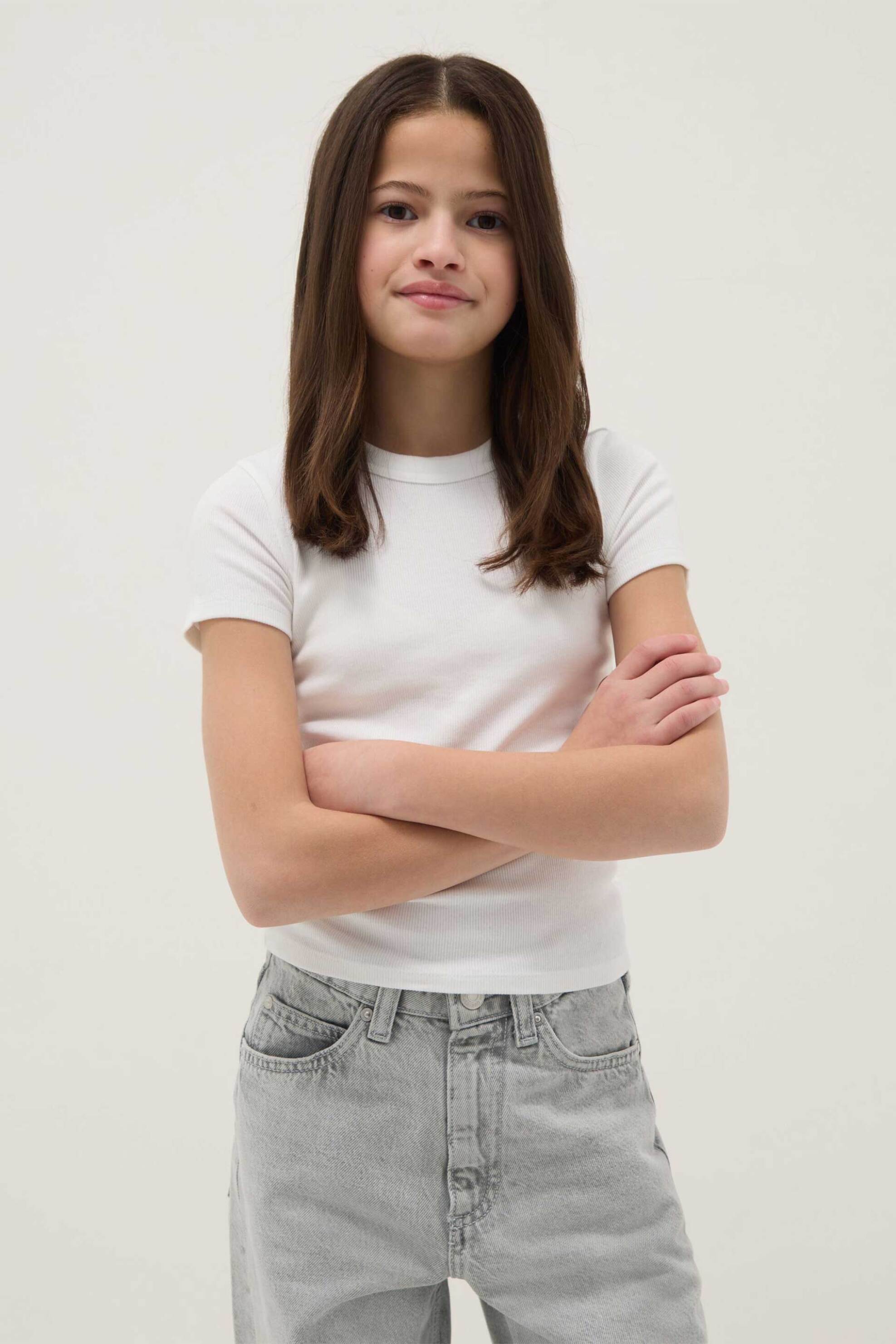 OVS παιδικό T-shirt μονόχρωμο Slim Fit - 002579000 Λευκό