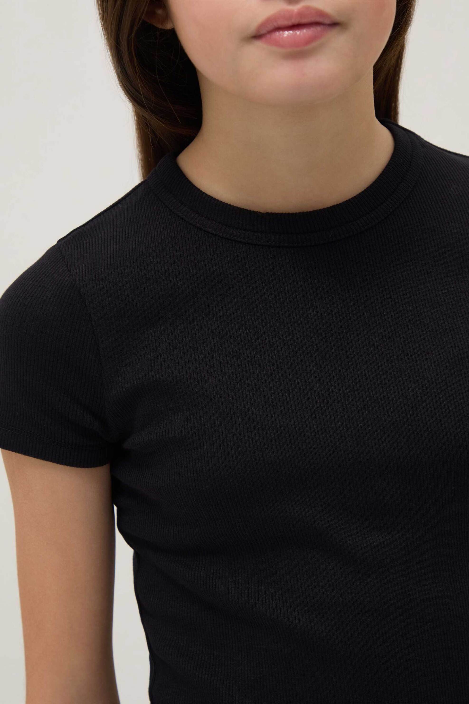 OVS παιδικό T-shirt μονόχρωμο Slim Fit - 002579005 Μαύρο φωτογραφία