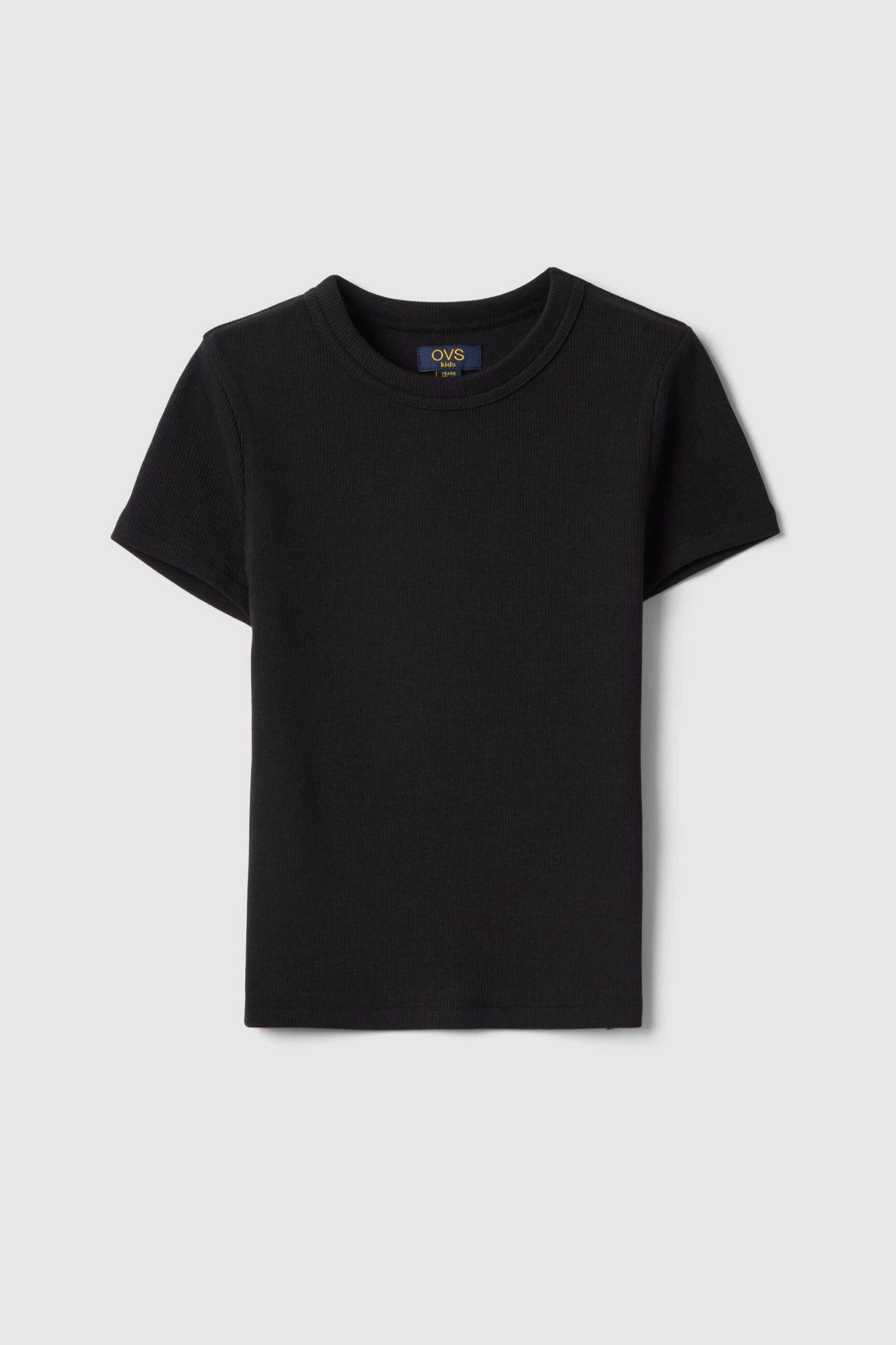 OVS παιδικό T-shirt μονόχρωμο Slim Fit - 002579005 Μαύρο φωτογραφία