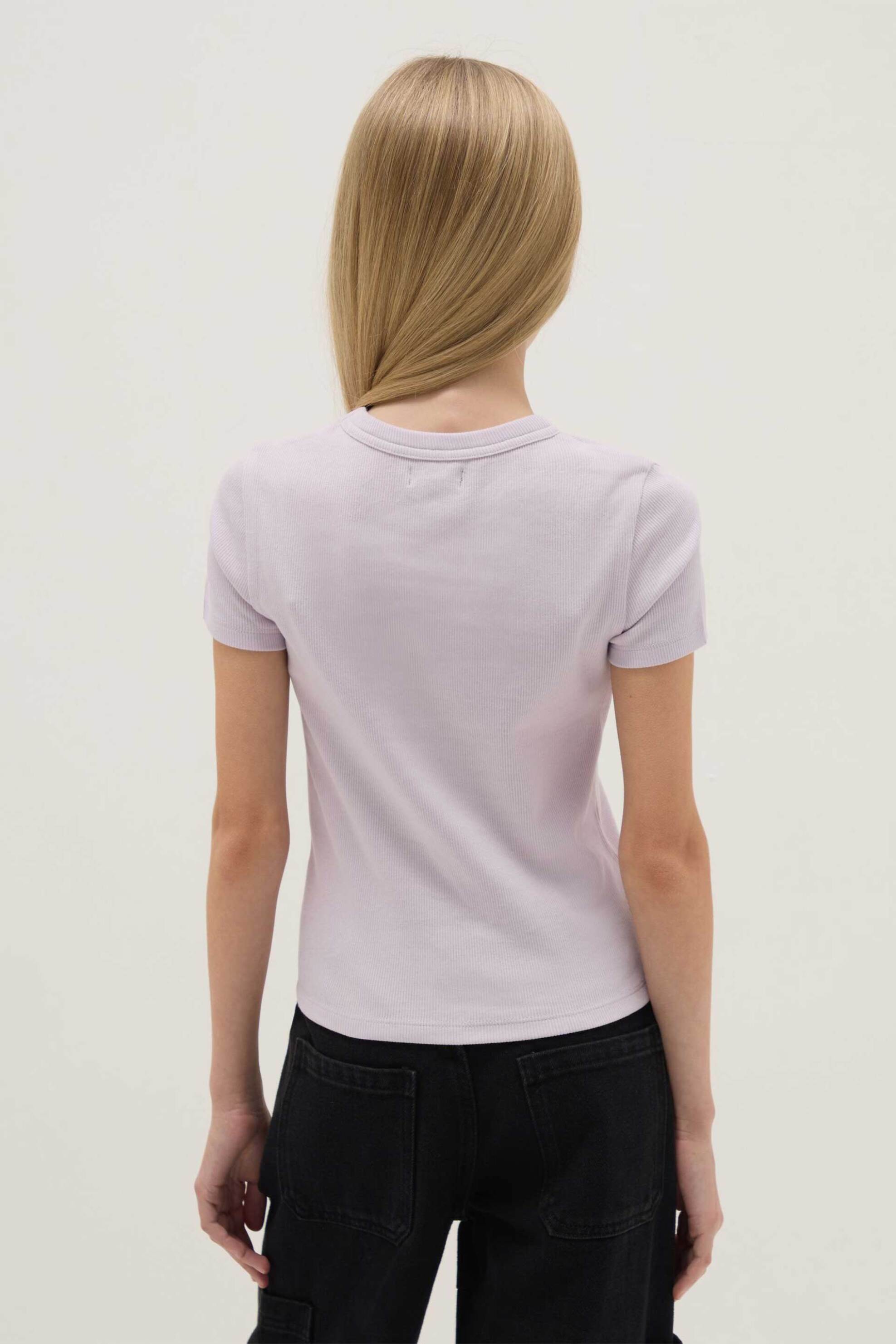 OVS παιδικό T-shirt μονόχρωμο Slim Fit - 002579010 Λιλά φωτογραφία