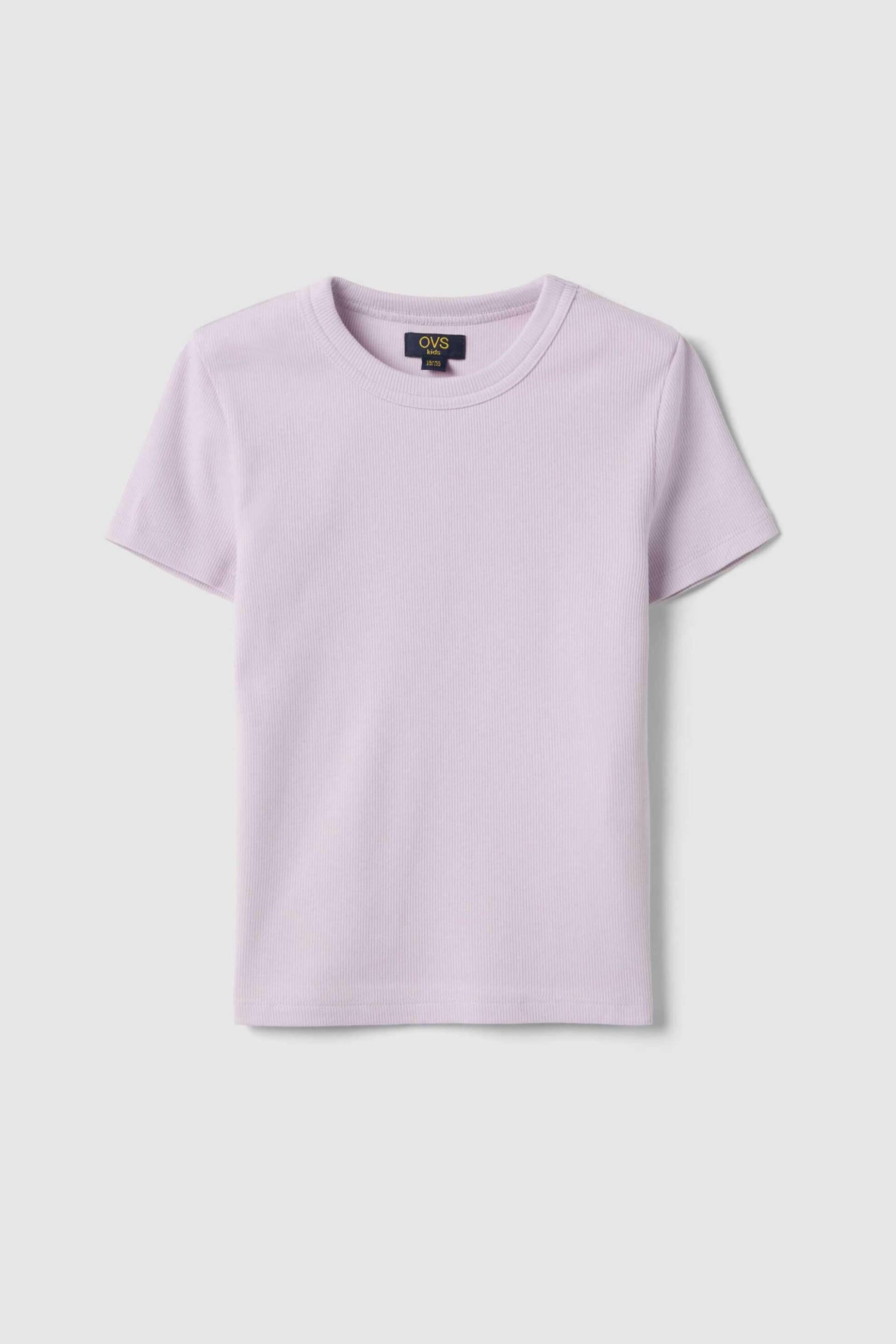 OVS παιδικό T-shirt μονόχρωμο Slim Fit - 002579010 Λιλά φωτογραφία