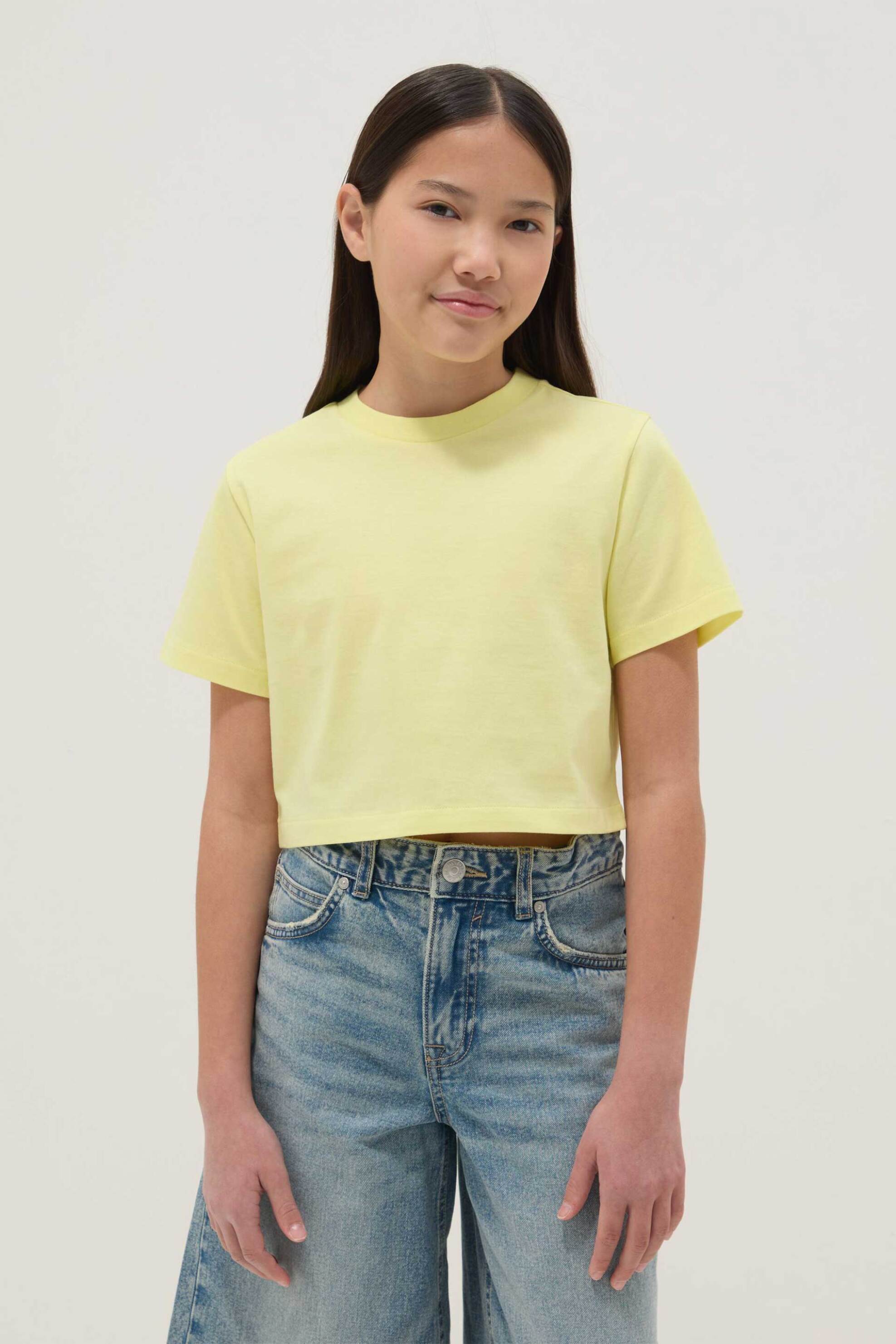 OVS παιδικό T-shirt μονόχρωμο Boxy Fit - 002615204 Κίτρινο