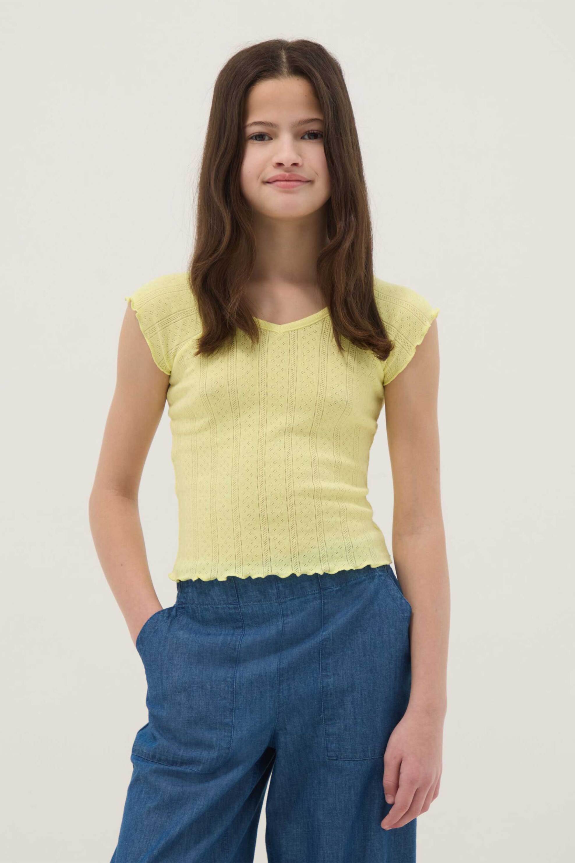 OVS παιδική μπλούζα με διάτρητο σχέδιο μονόχρωμη - 002605761 Κίτρινο