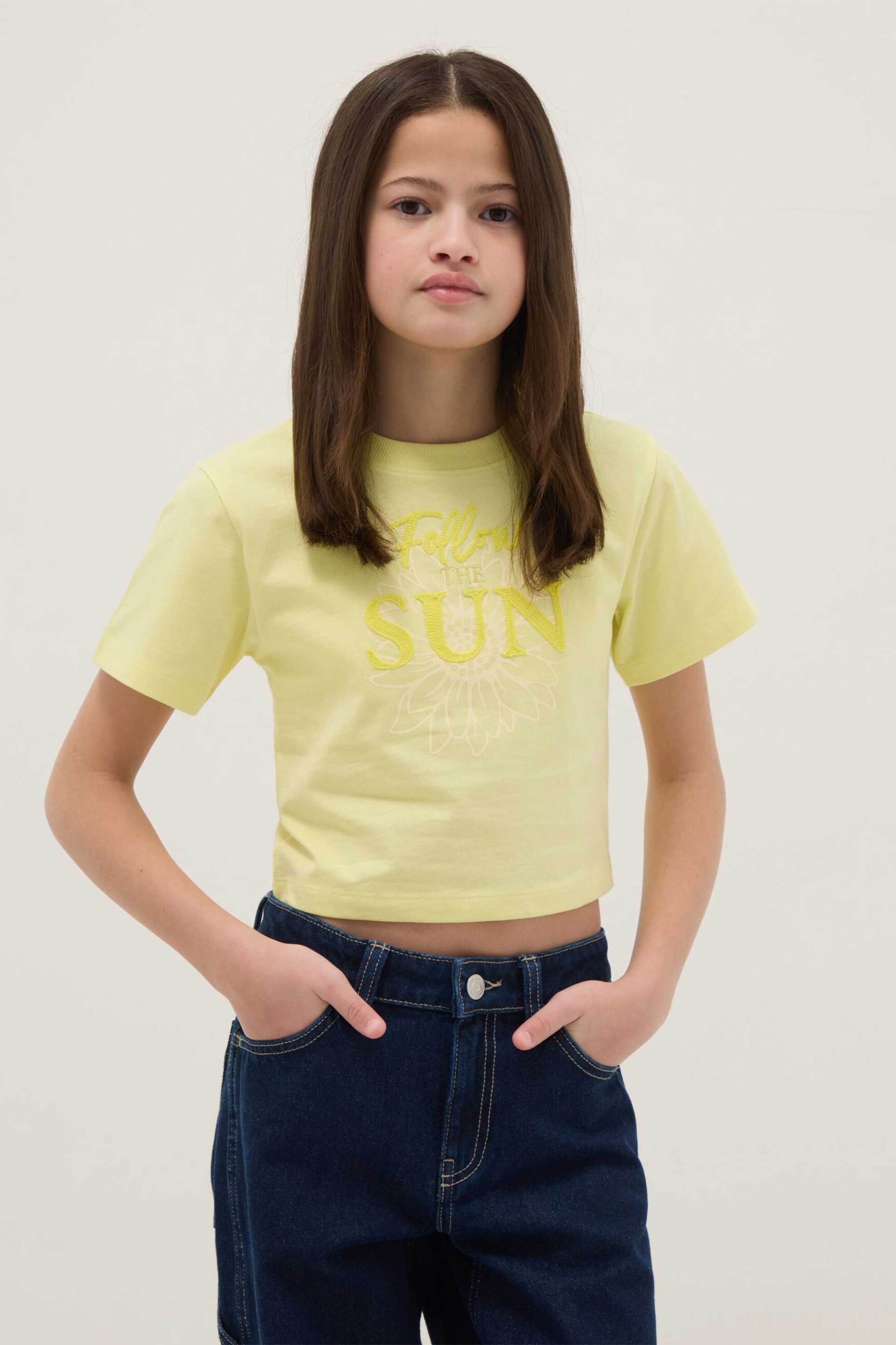 OVS παιδικό T-shirt με lettering Regular Fit - 002605624 Κίτρινο