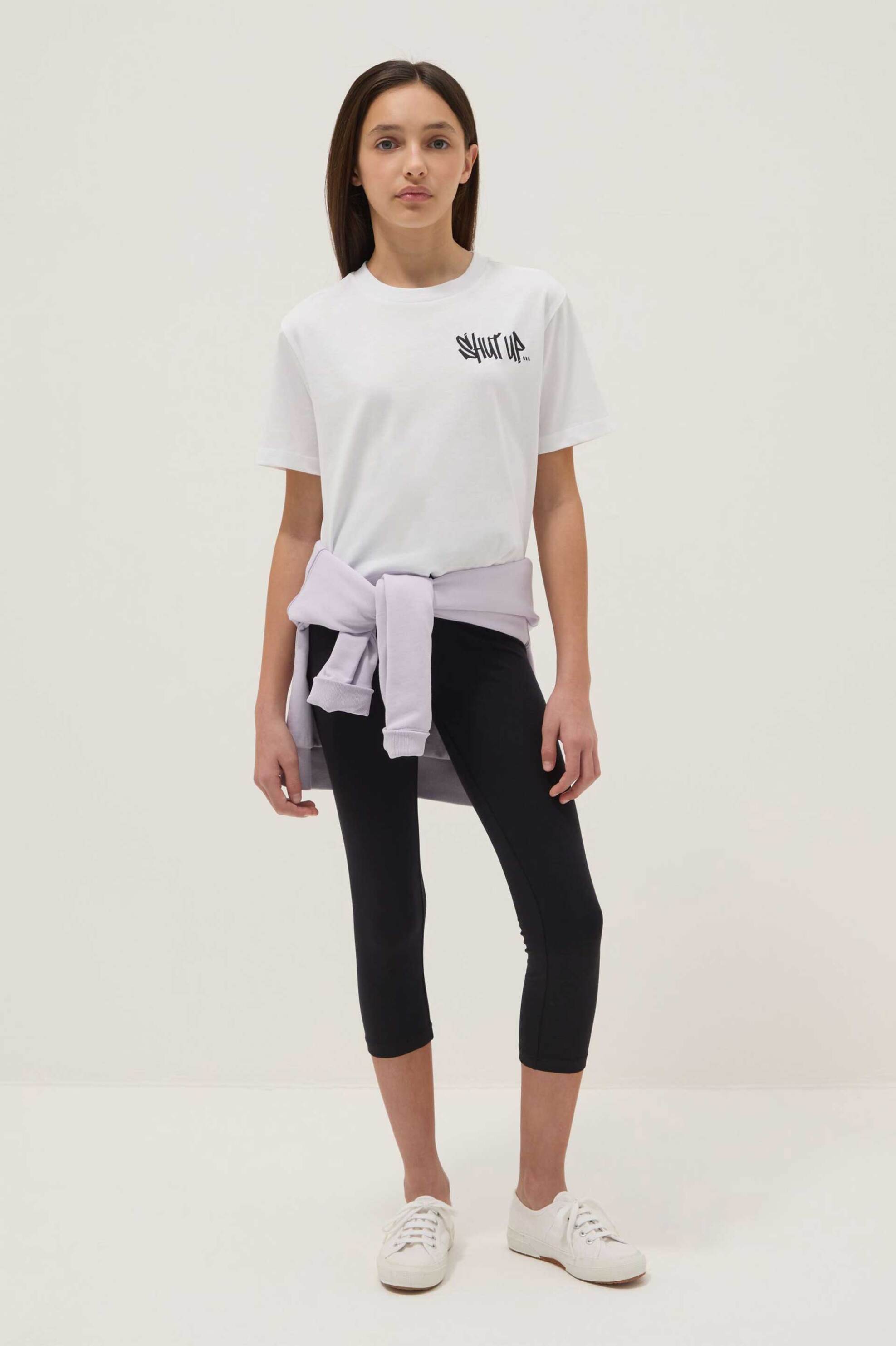 OVS παιδικό κολάν μονόχρωμο cropped Slim Fit - 002680523 Μαύρο