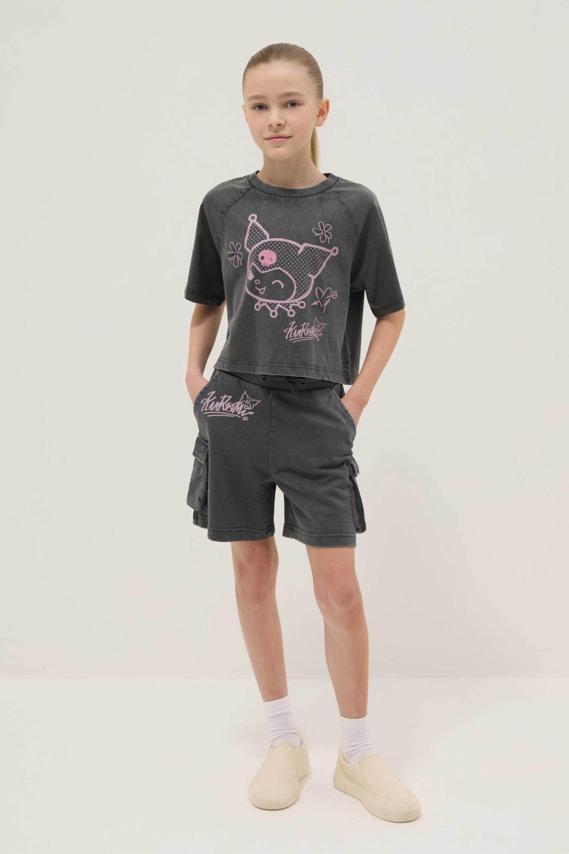 OVS παιδικό σετ μπλούζα με σορτς Regular Fit (2 τεμάχια) - 002557034 Γκρι