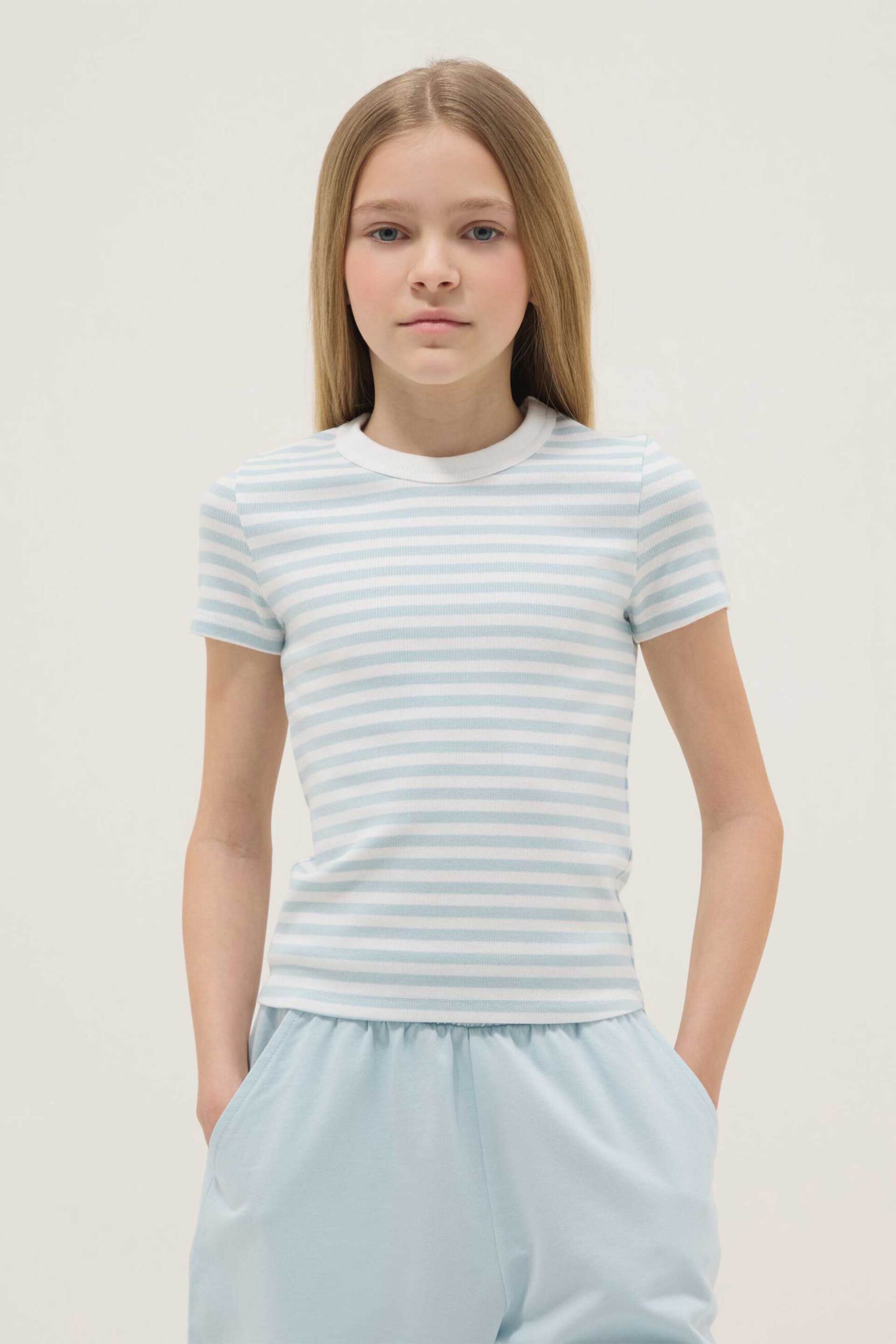 OVS παιδικό T-shirt με ριγέ σχέδιο Slim Fit - 002615249 Γαλάζιο