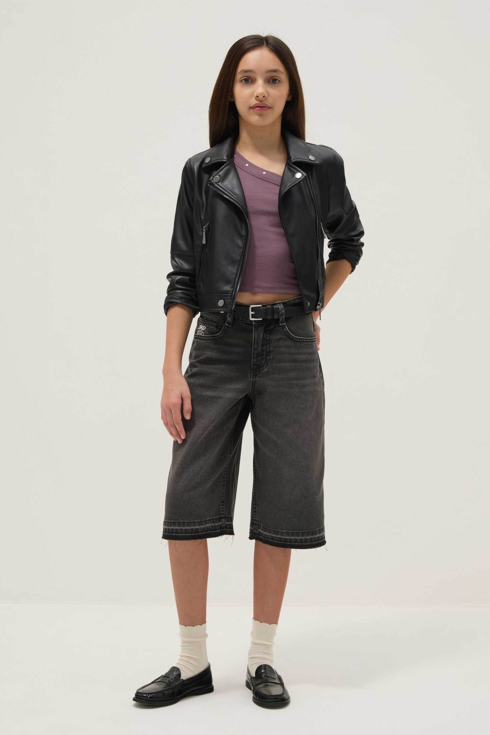 OVS παιδική denim βερμούδα Straight Fit - 002657144 Μαύρο