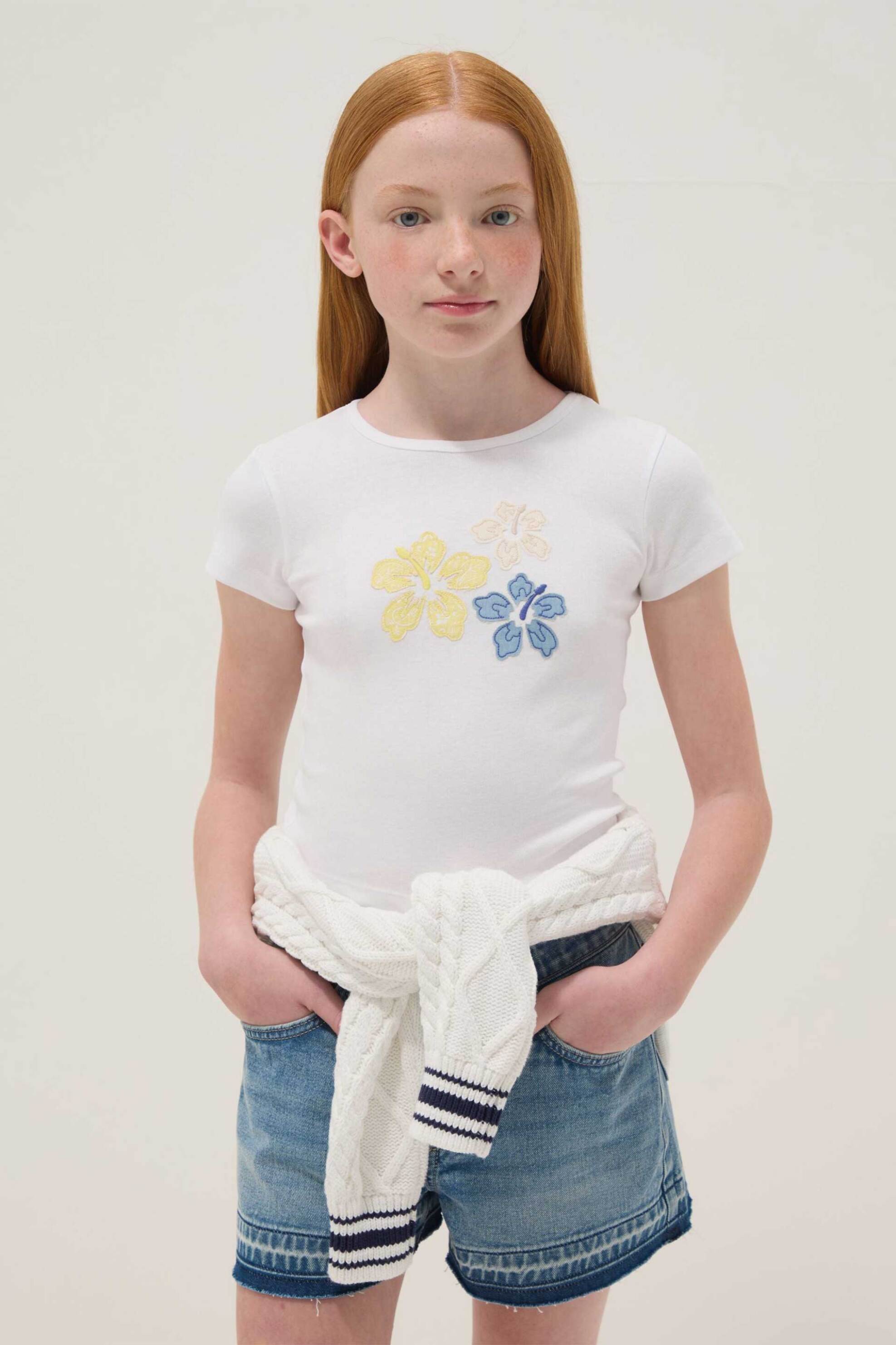 OVS παιδικό T-shirt με print Slim Fit - 002681422 Λευκό