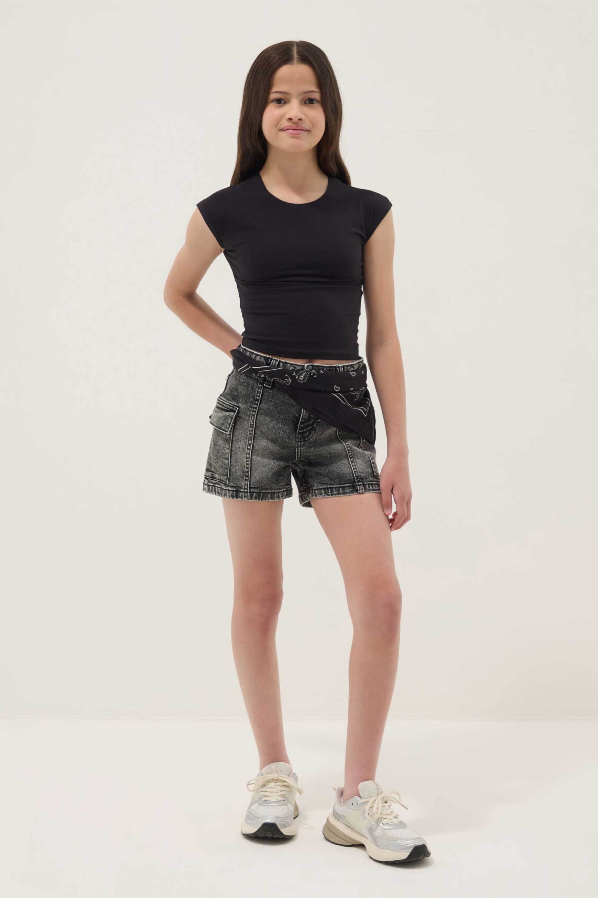 OVS παιδικό denim cargo σορτς Slim Fit - 002657104 Γκρι