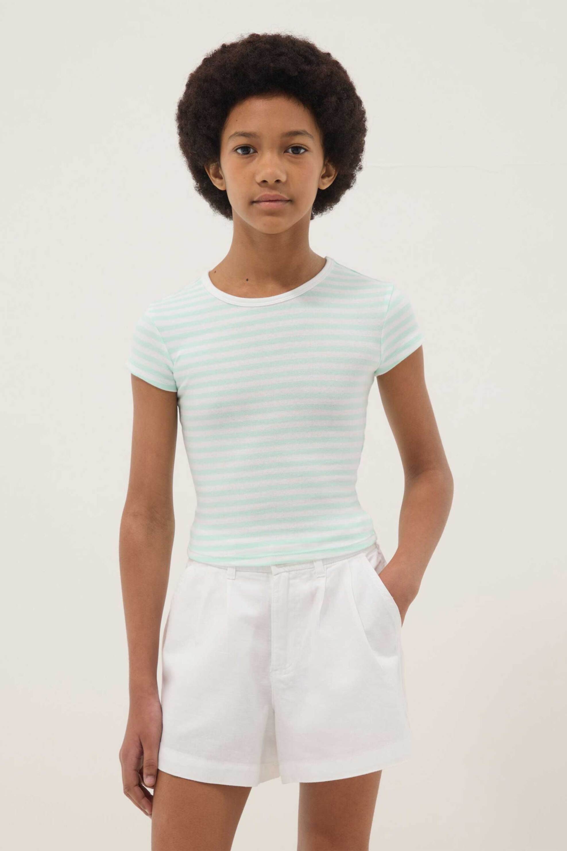 OVS παιδικό T-shirt με ριγέ print Slim Fit - 002681871 Γαλάζιο
