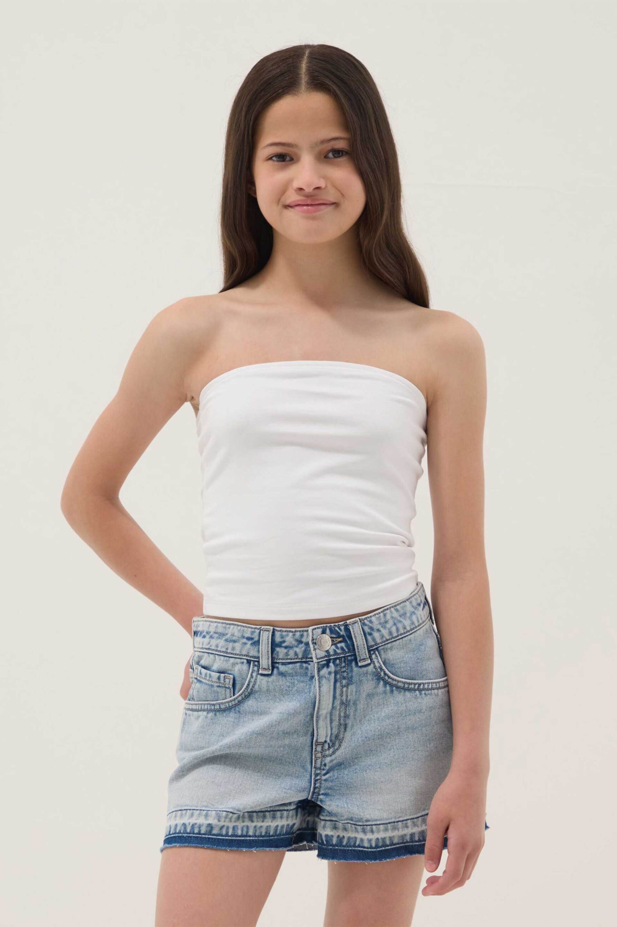 OVS παιδικό τοπ strapless bandeau ribbed - 002681916 Λευκό