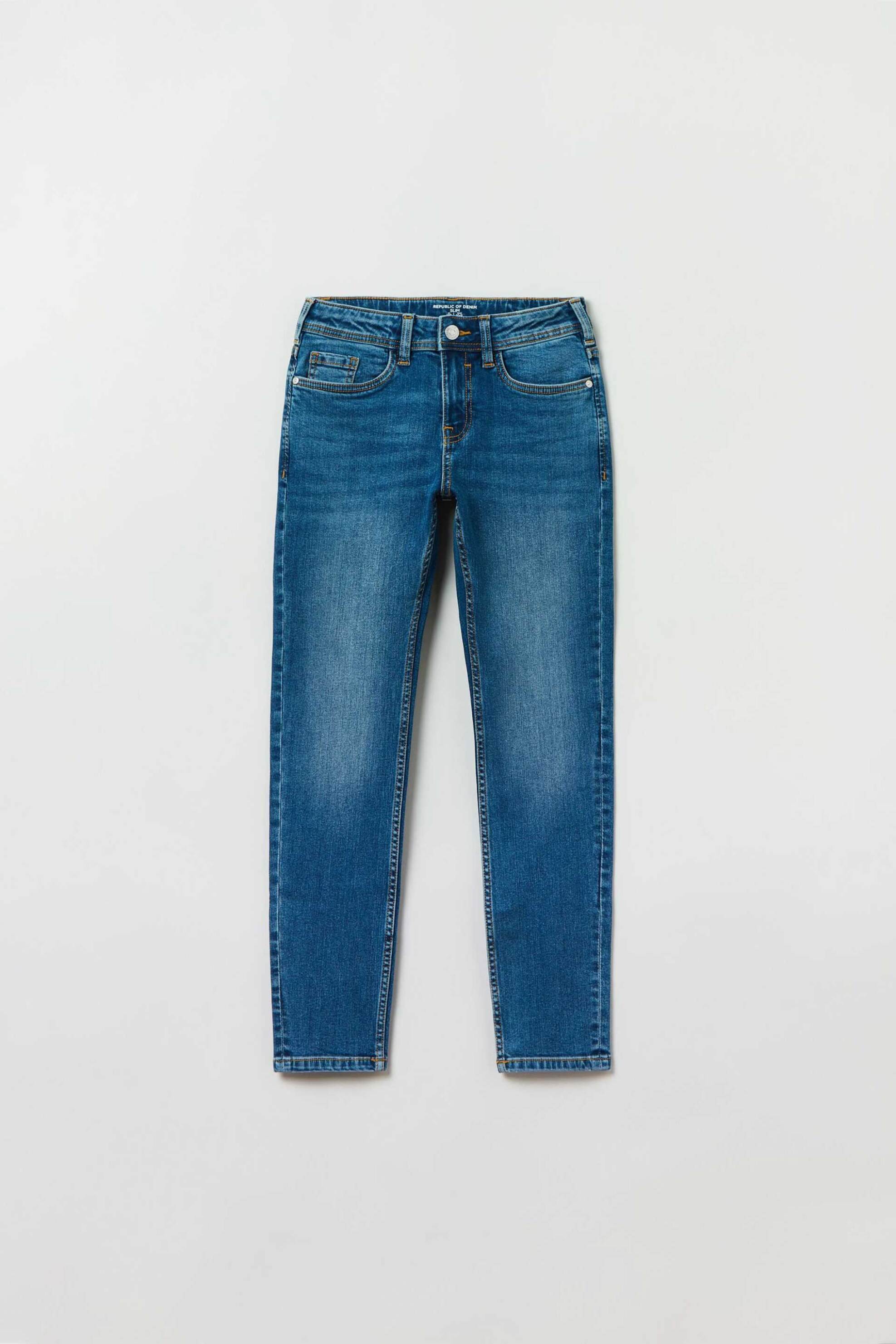 OVS παιδικό παντελόνι τζήν Slim Fit - 001830118 Σκούρο Μπλε