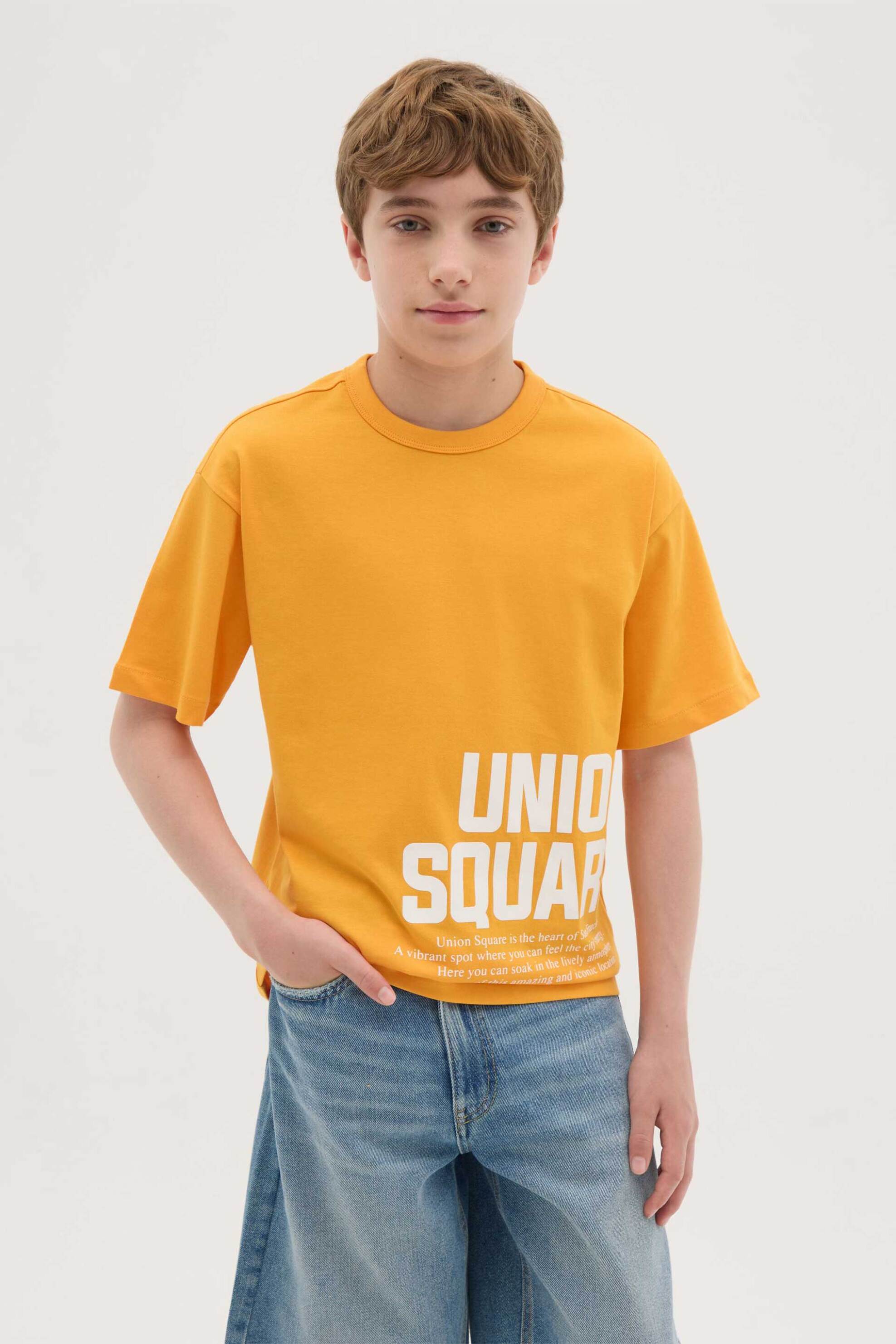 OVS παιδικό T-shirt με lettering print Regular Fit - 002301125 Πορτοκαλί