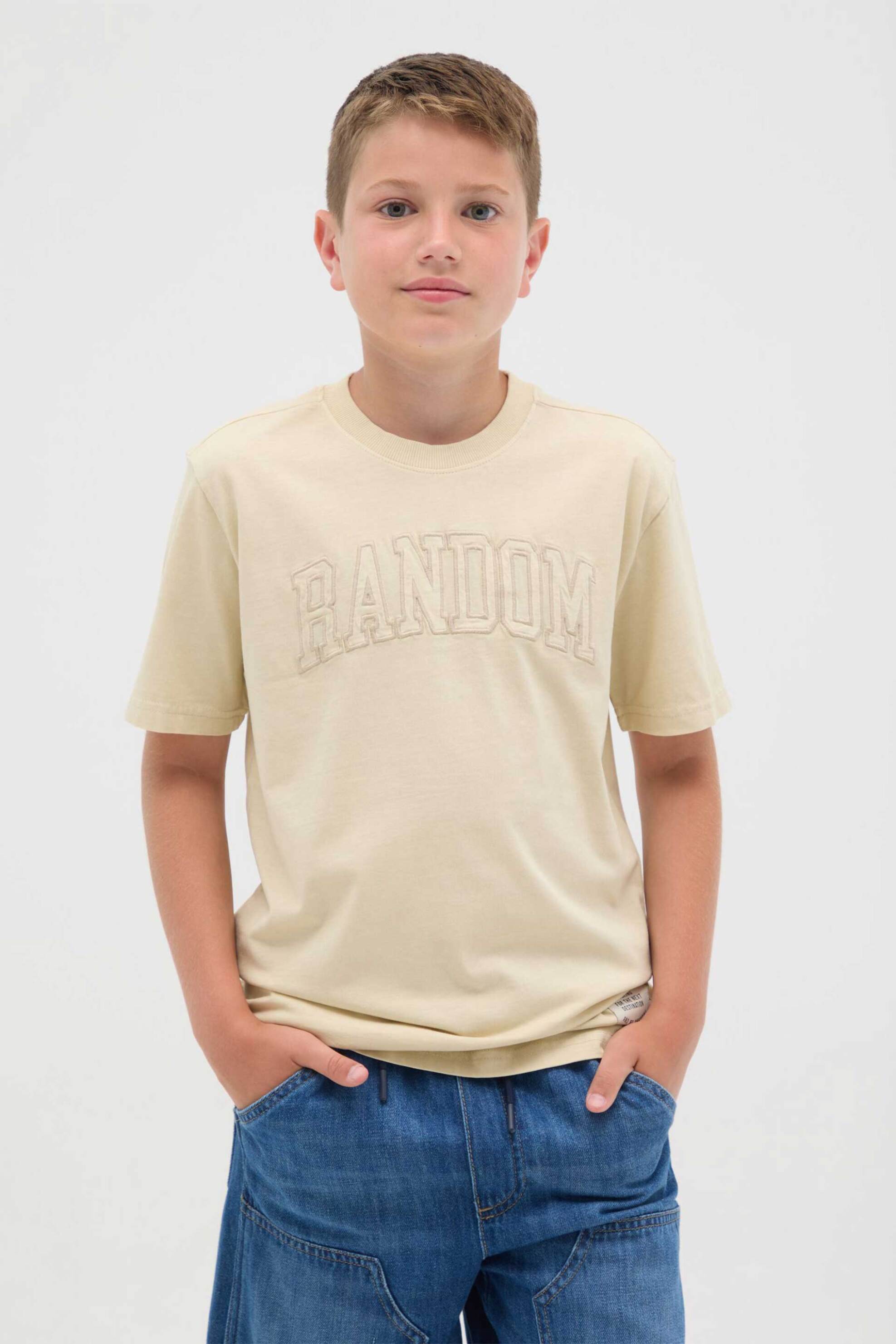 OVS παιδικό T-shirt με ανάγλυφο logo Regular Fit - 002301152 Μπεζ