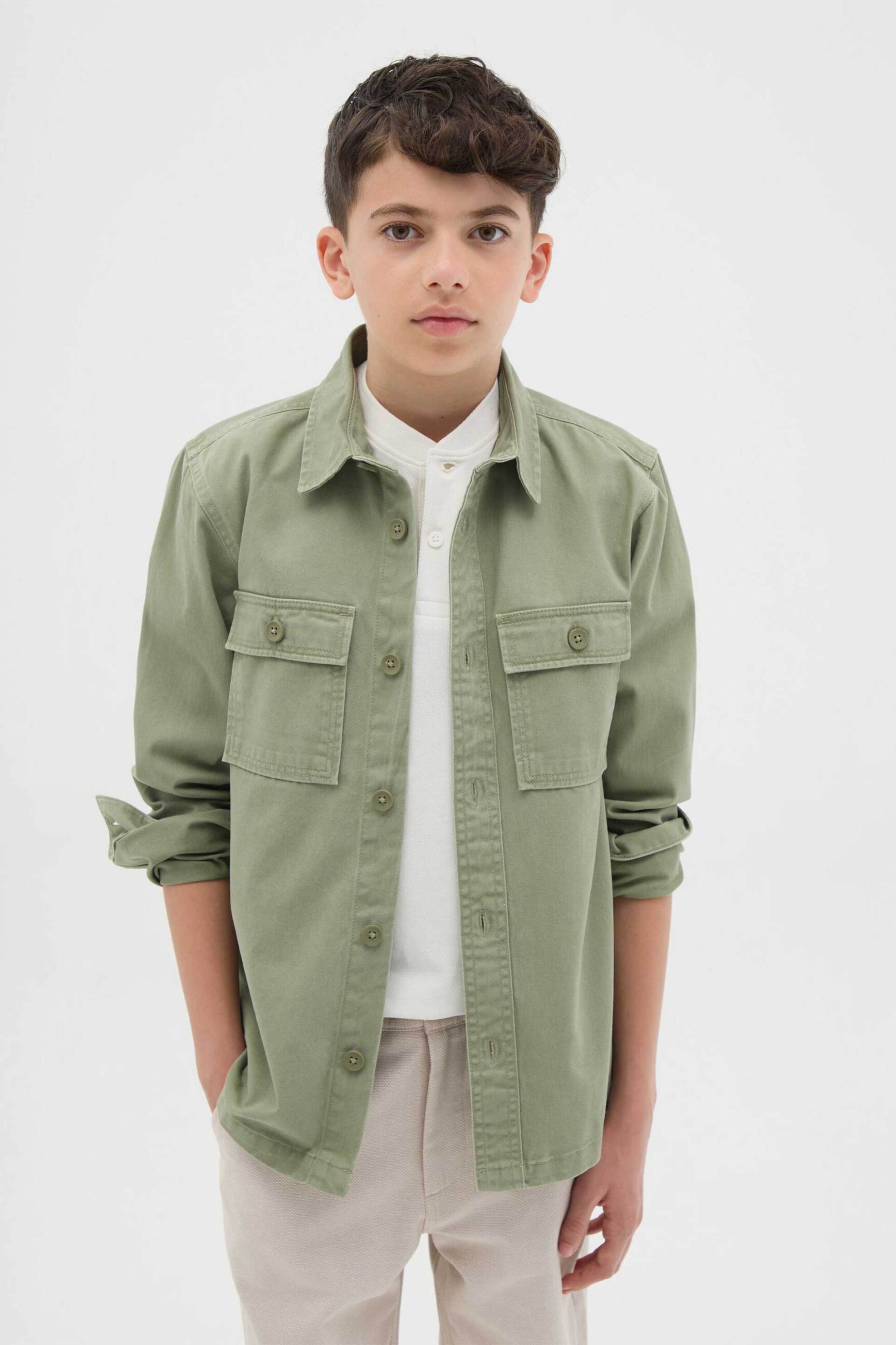 OVS παιδικό jacket μονόχρωμο Oversized Fit - 002259079 Λαδί