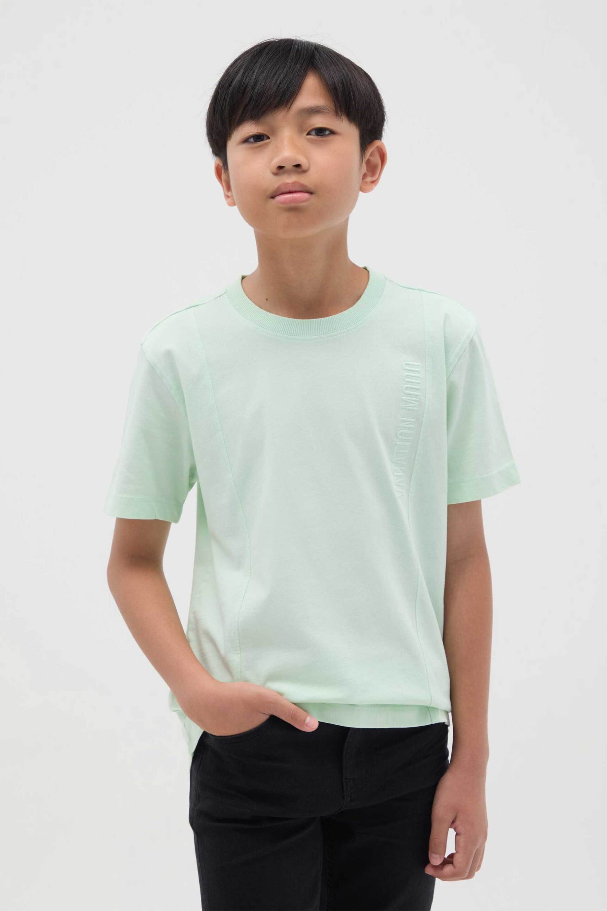 OVS παιδικό T-shirt με ανάγλυφο logo Regular Fit - 002301315 Πετρόλ