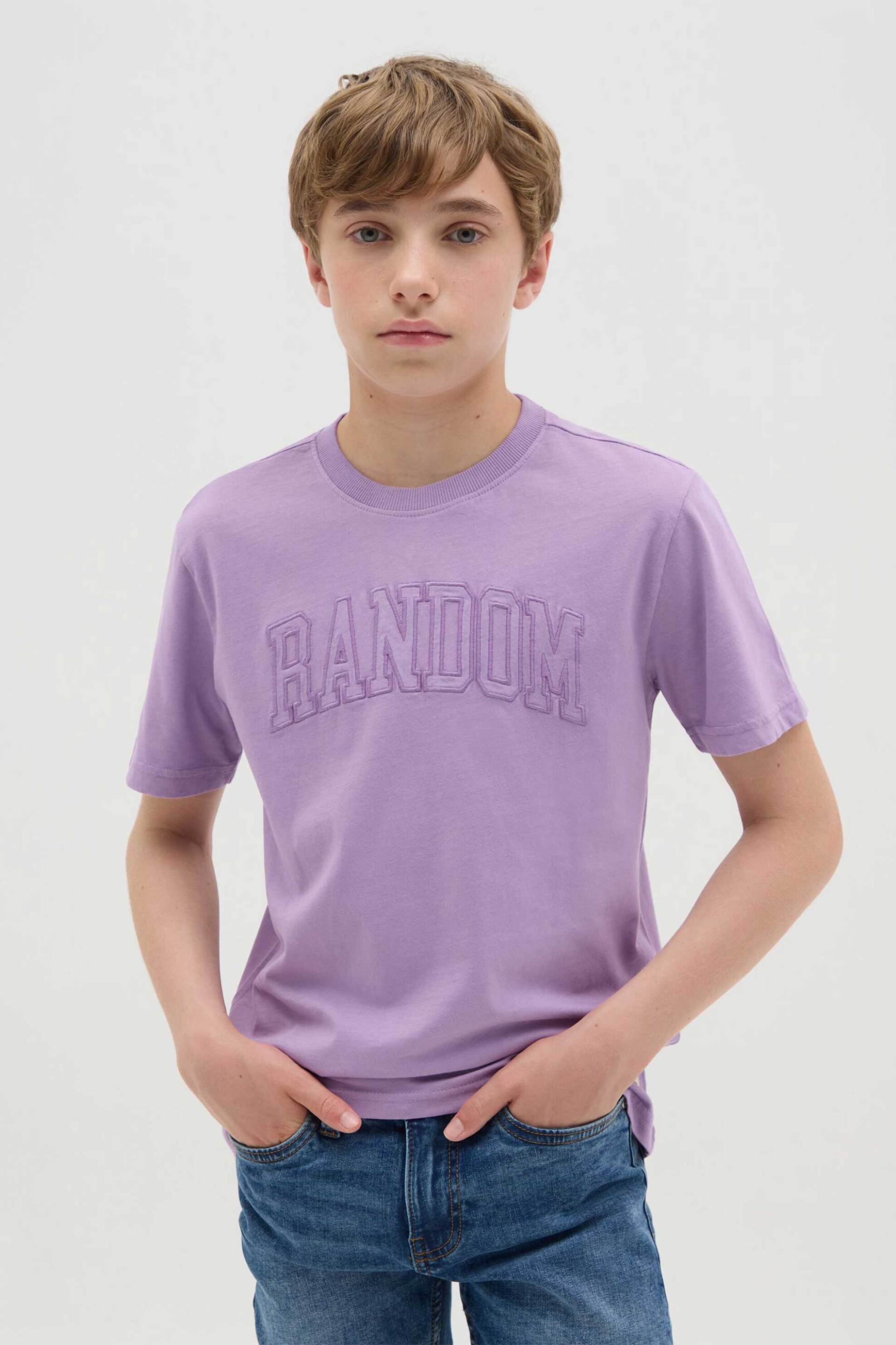 OVS παιδικό T-shirt με ανάγλυφο logo Regular Fit - 002301232 Μοβ