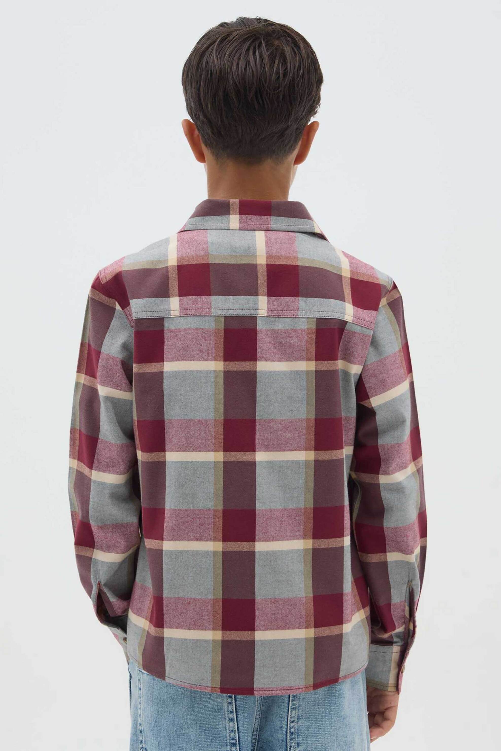 OVS παιδικό πουκάμισο με flap τσέπη στο στήθος και καρό σχέδιο - 002445357 Μπορντό φωτογραφία