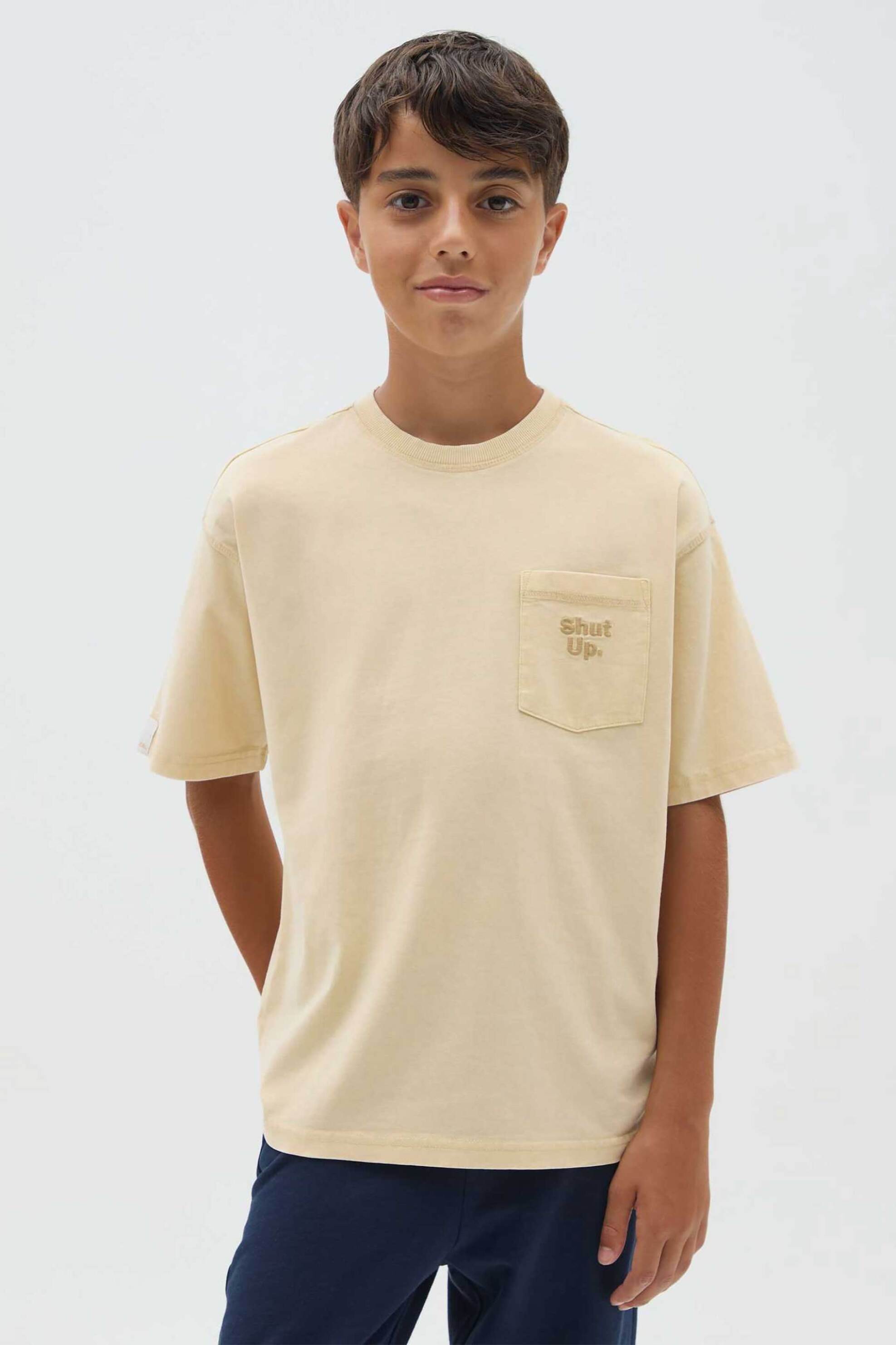 OVS KIDS OVS παιδικό T-shirt με lettering print και τσέπη στο στήθος - 002445811 Κρέμ