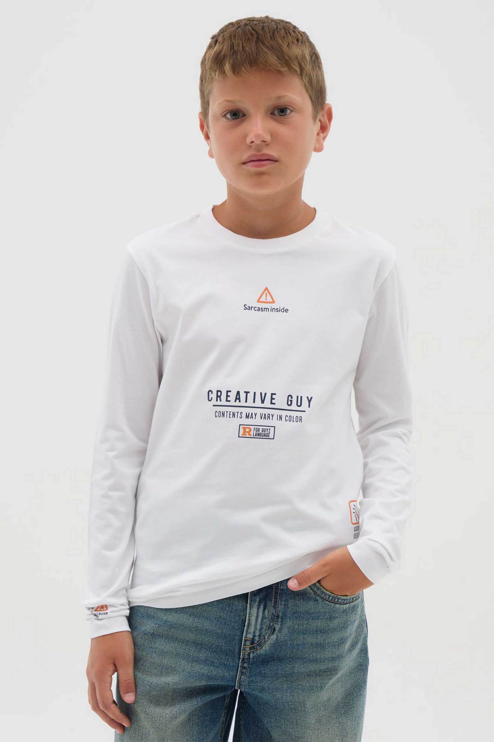 OVS KIDS OVS παιδική μπλούζα με lettering print - 002445821 Λευκό